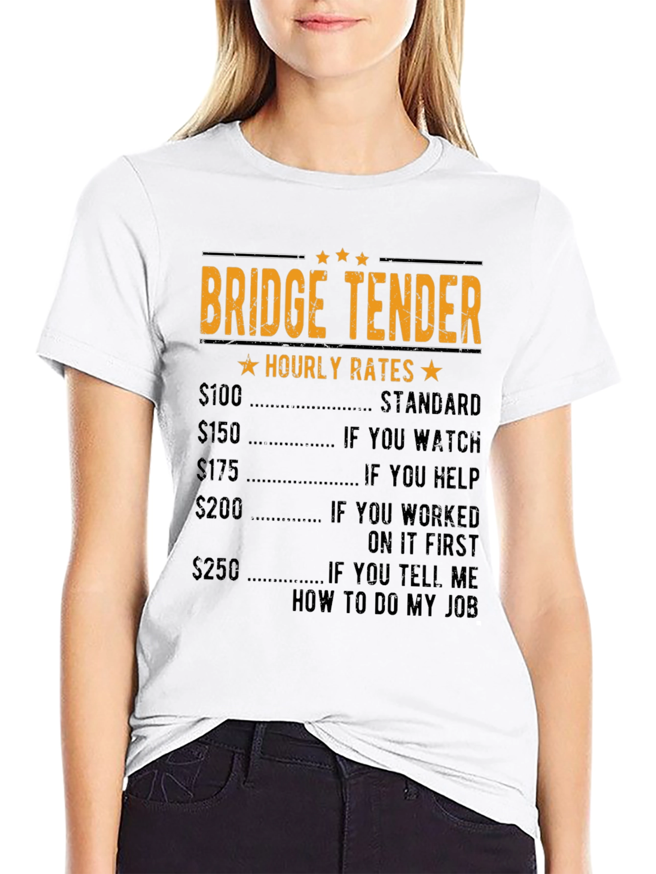Bridge Tender Hourly Rates Black Graphic T-Shirt