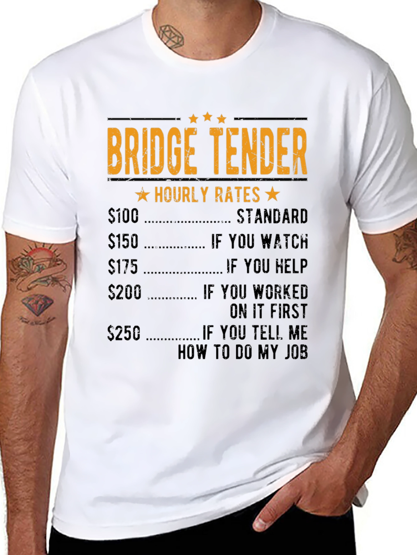 Bridge Tender Hourly Rates Black Graphic T-Shirt