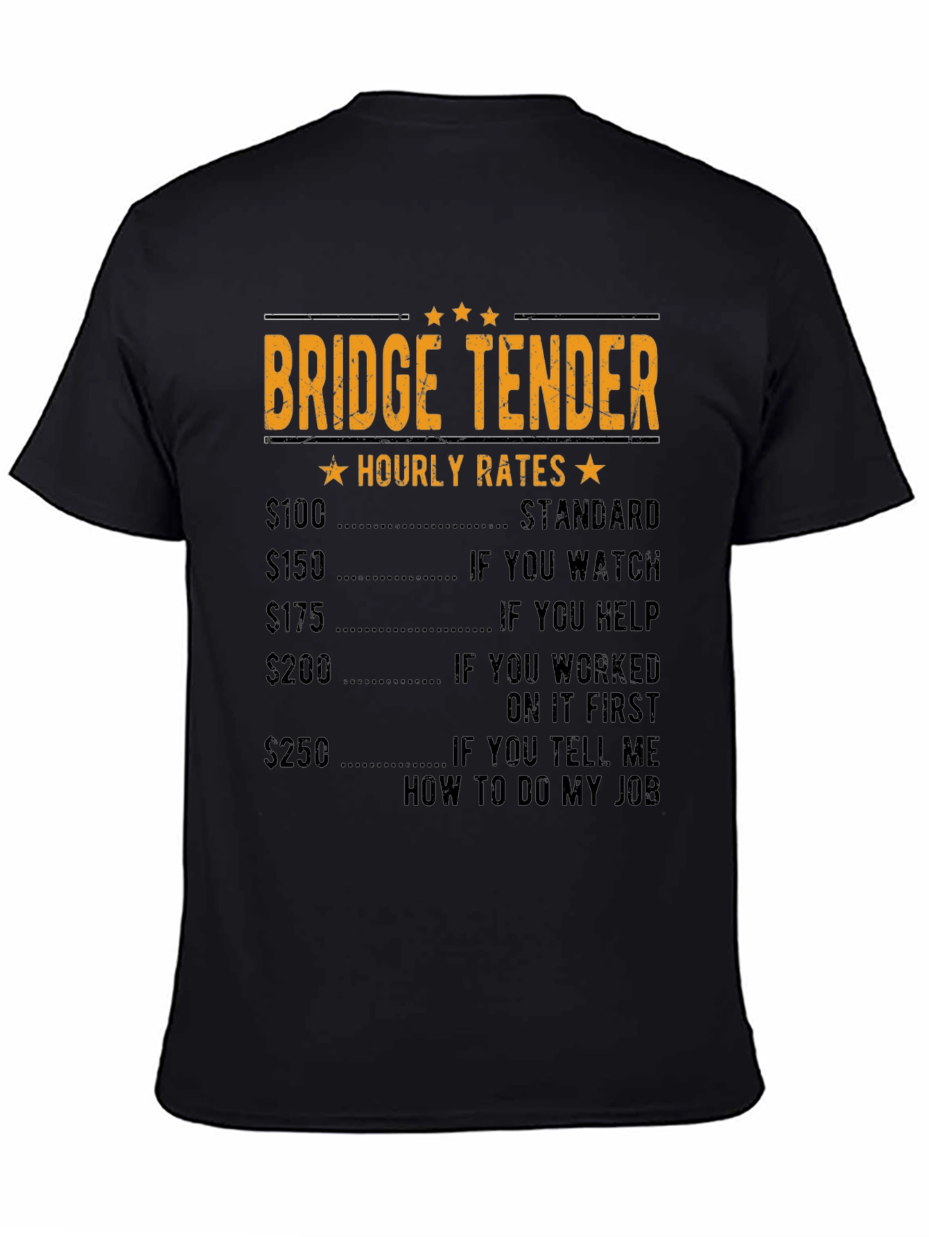 Bridge Tender Hourly Rates Black Graphic T-Shirt