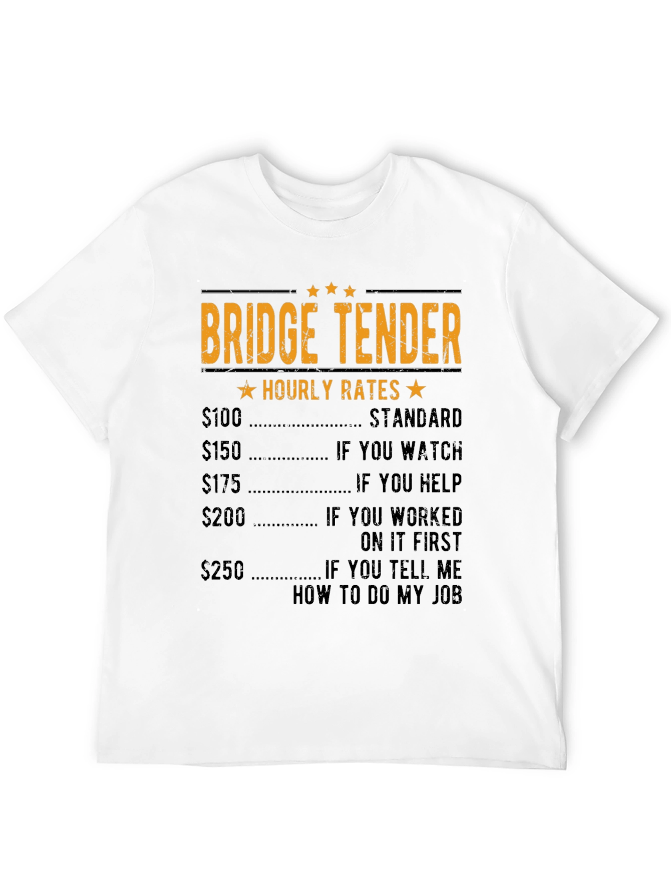 Bridge Tender Hourly Rates Black Graphic T-Shirt