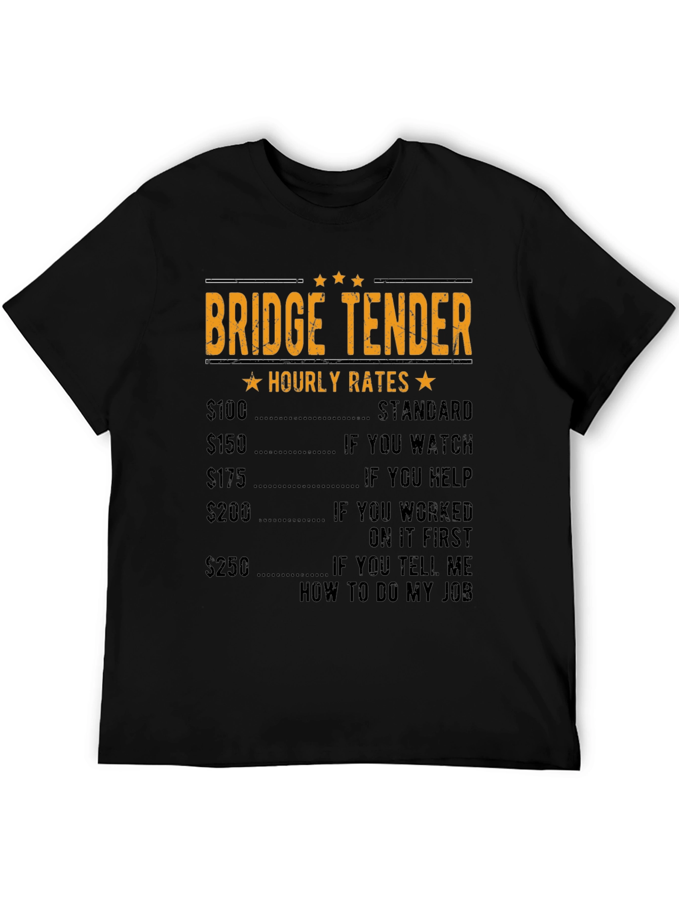 Bridge Tender Hourly Rates Black Graphic T-Shirt