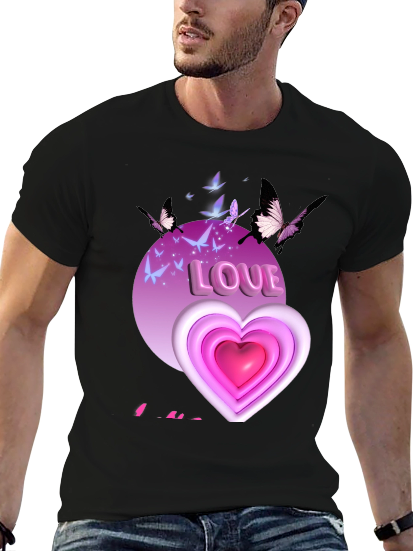 Love Heart Butterfly Graphic Tee