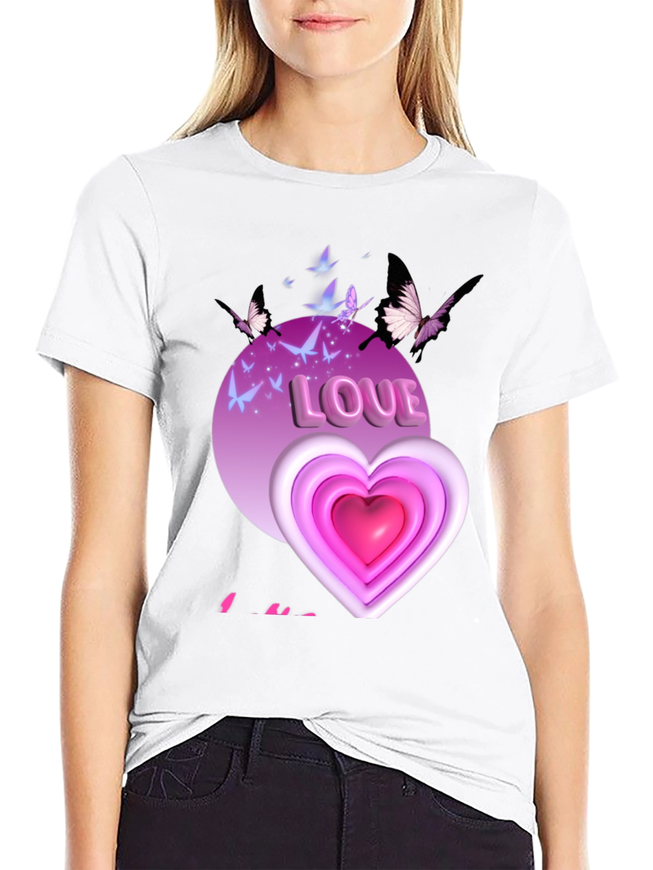 Love Heart Butterfly Graphic Tee