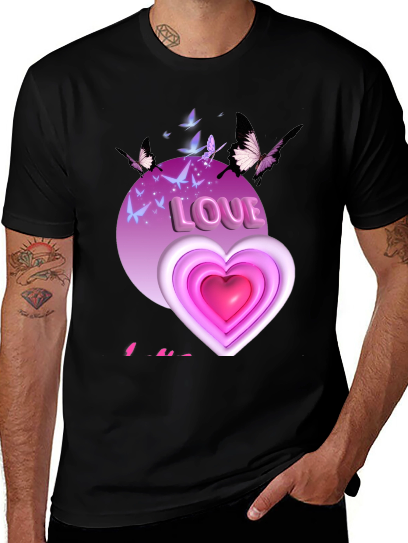 Love Heart Butterfly Graphic Tee