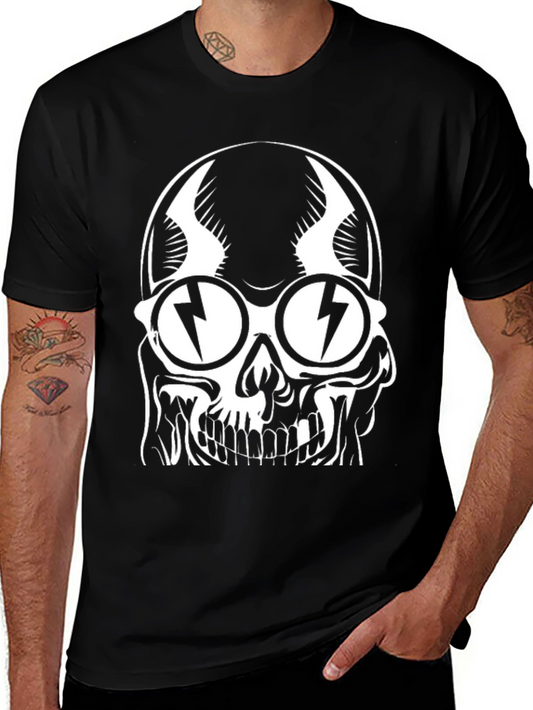 Skull with Lightning Glasses Graphic T-Shirt