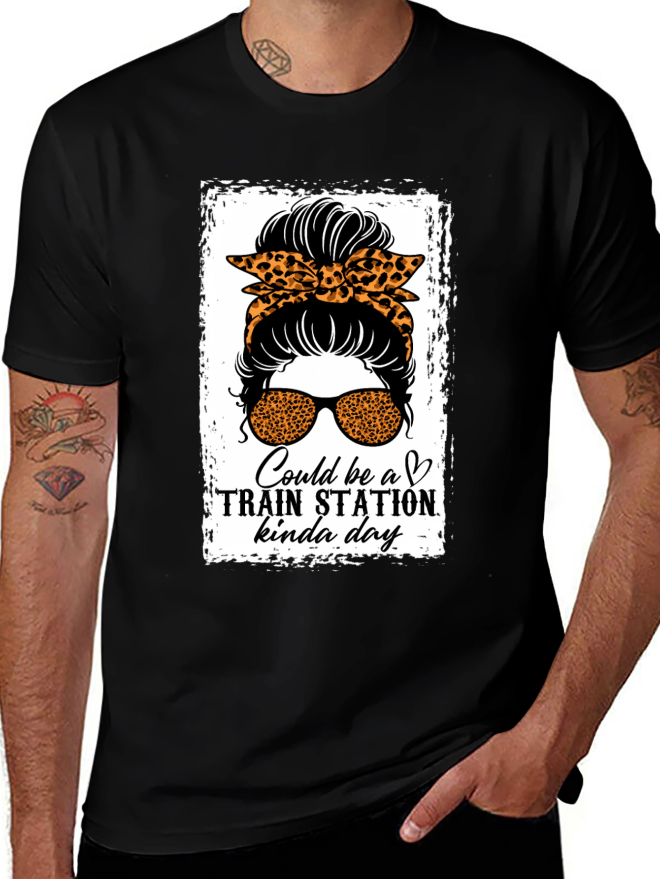 Train Station Kinda Day Messy Bun T-Shirt