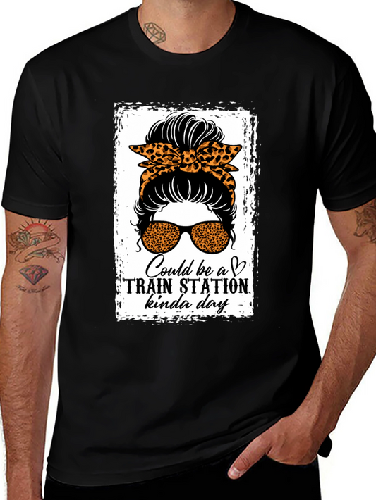 Train Station Kinda Day Messy Bun T-Shirt