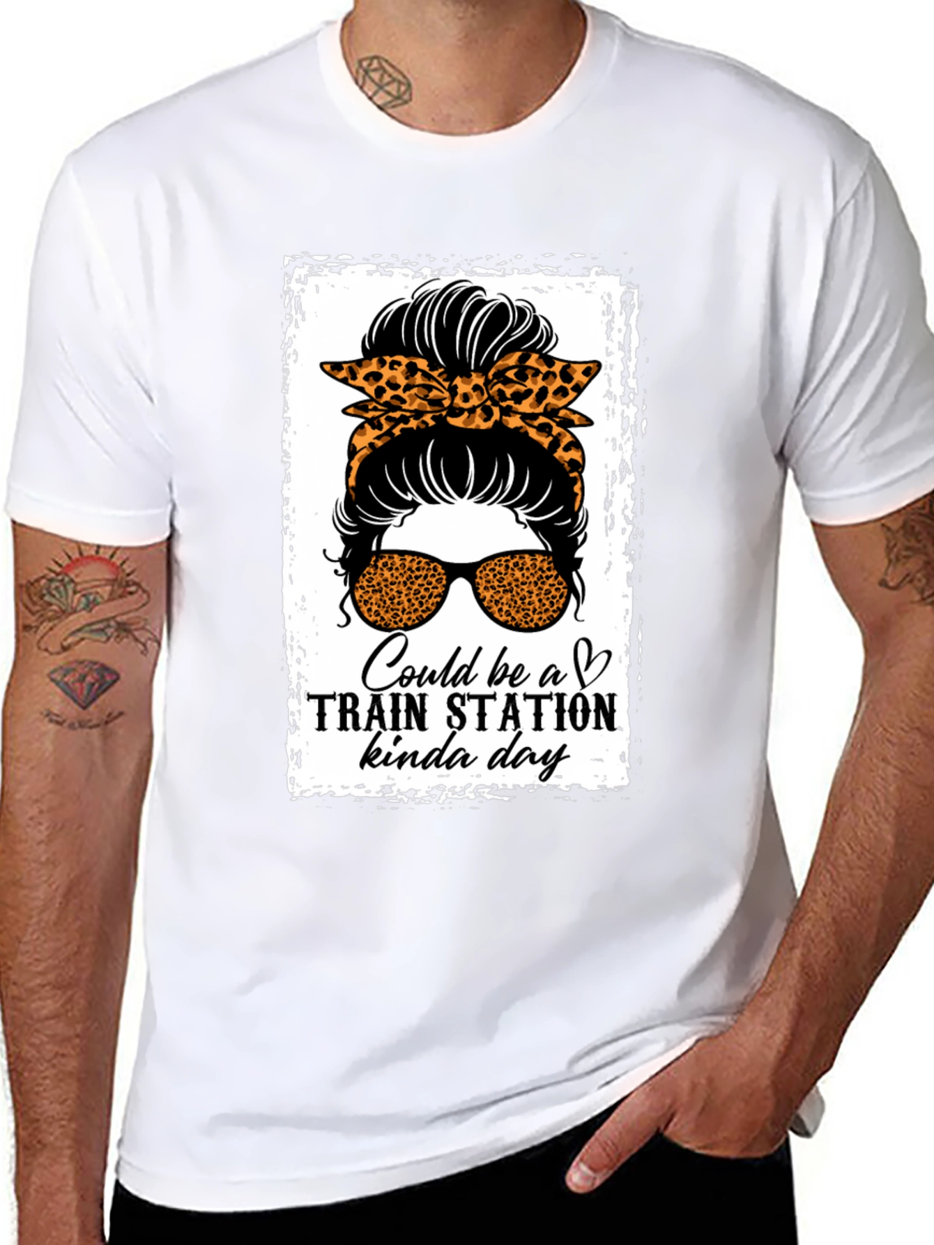 Train Station Kinda Day Messy Bun T-Shirt