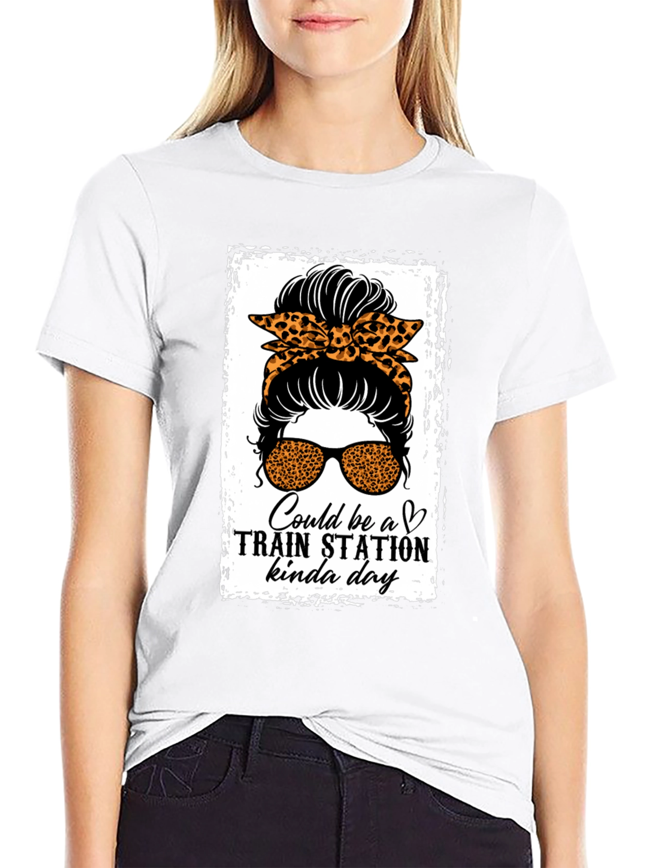 Train Station Kinda Day Messy Bun T-Shirt