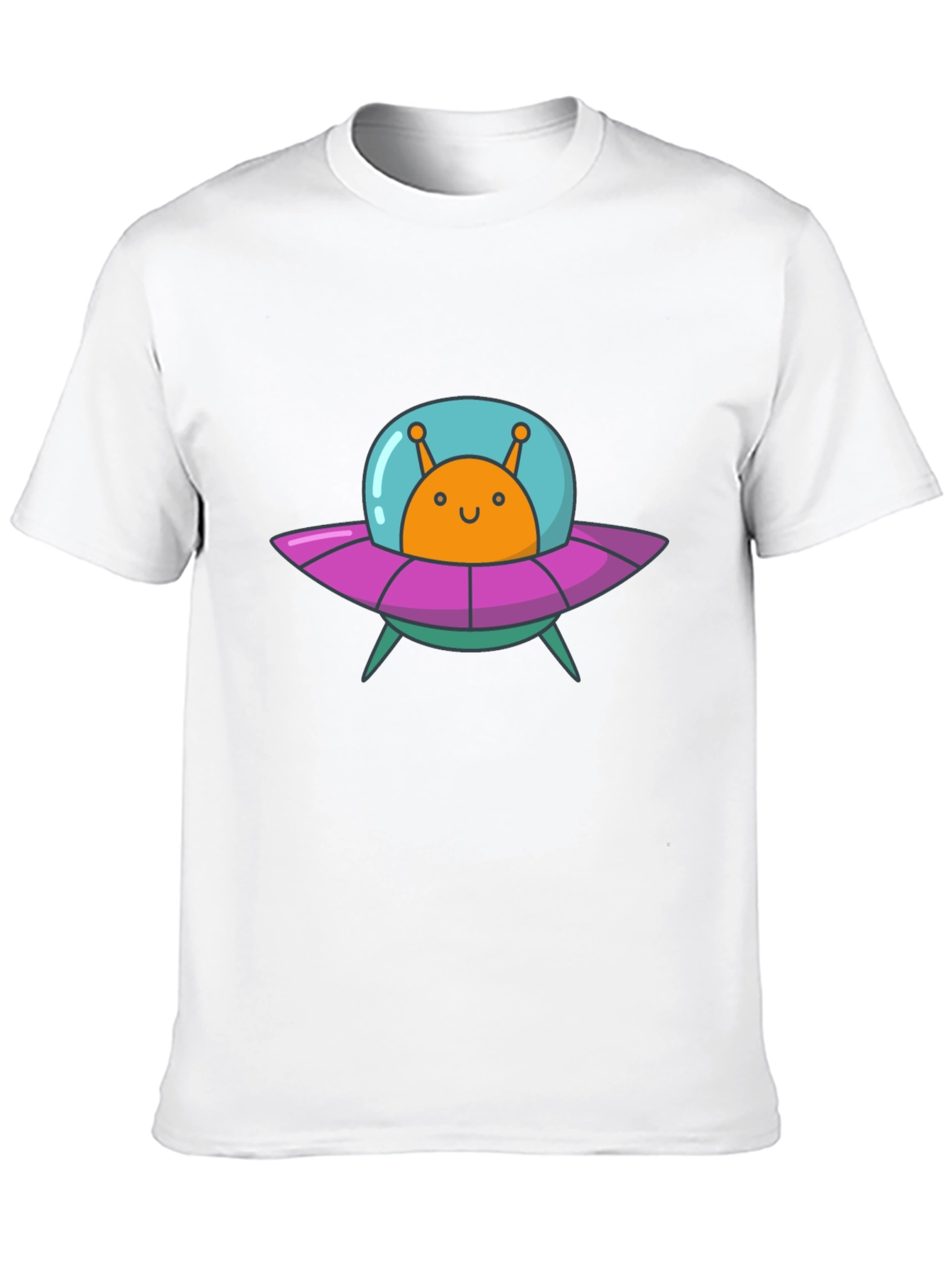 Alien UFO Graphic Tee - Black Cotton T-Shirt