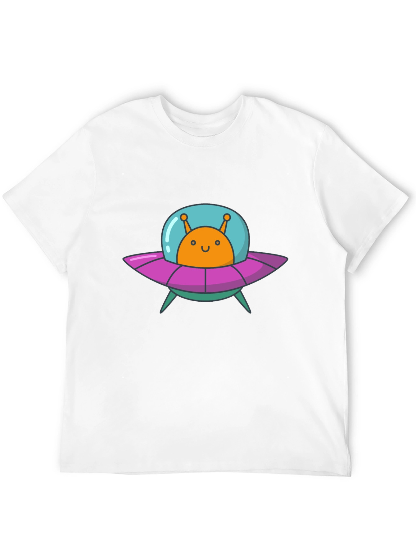 Alien UFO Graphic Tee - Black Cotton T-Shirt