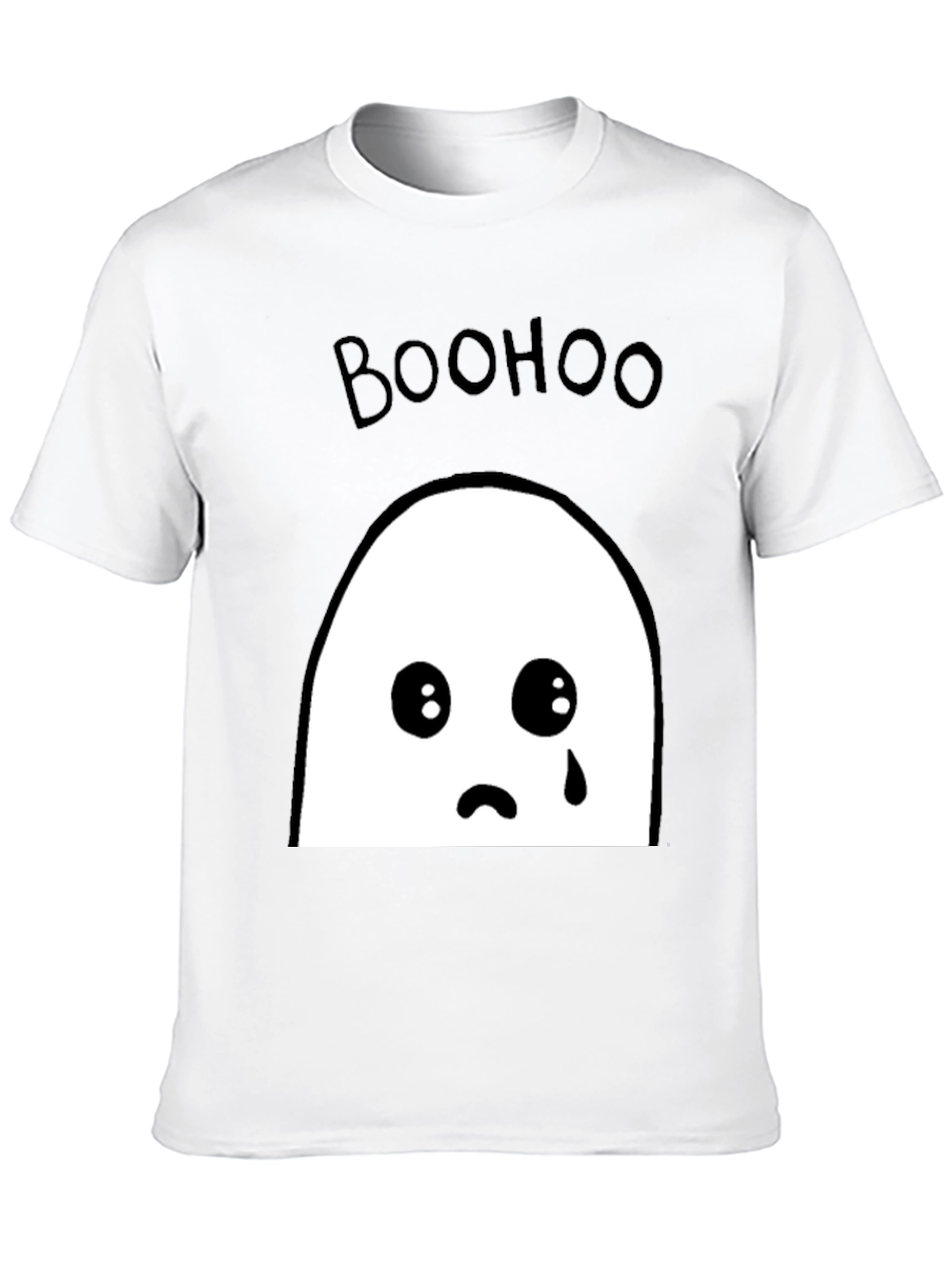 Boohoo Ghost Graphic Tee - Black Cotton T-Shirt