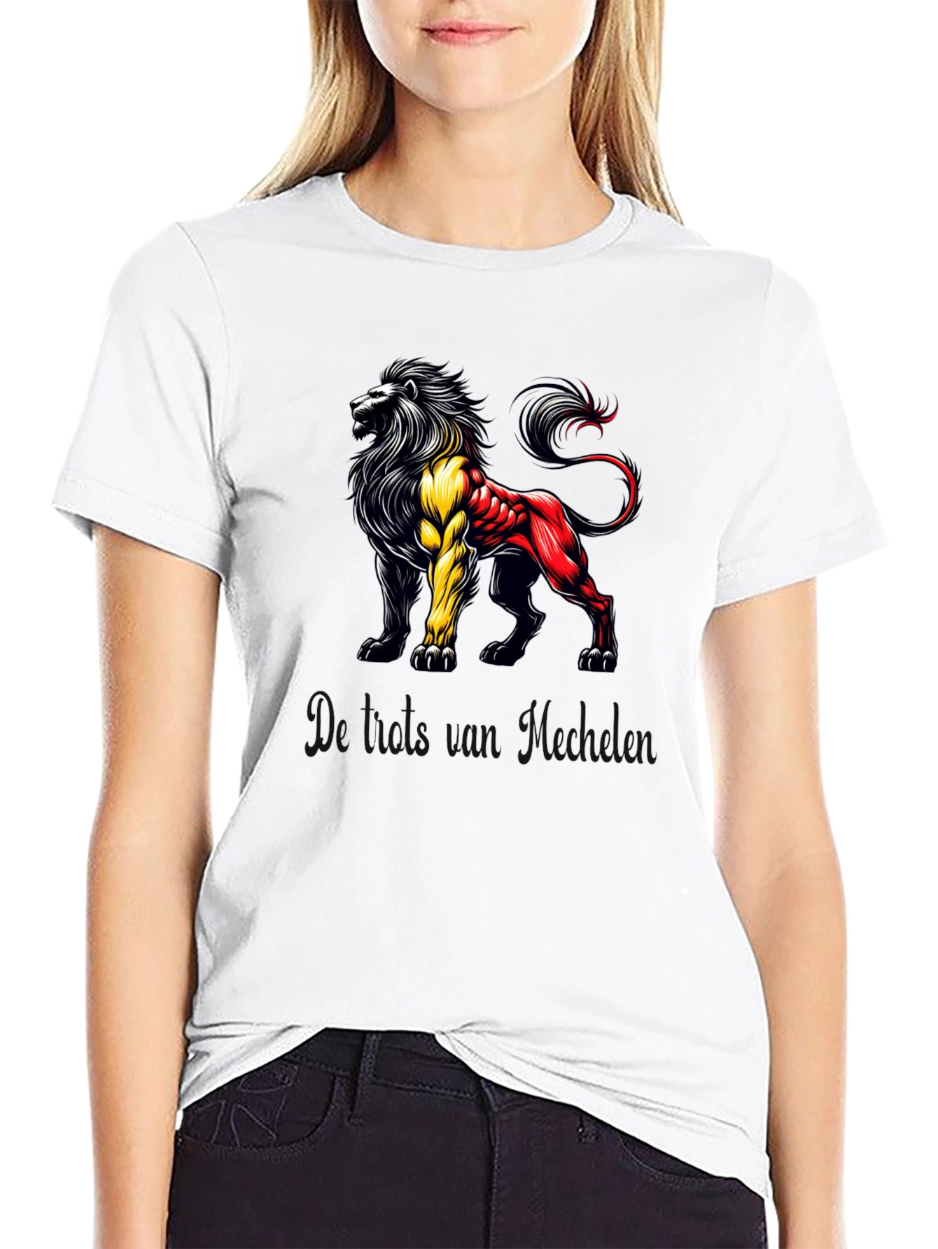 Belgian Lion T-Shirt - Black Crew Neck Tee
