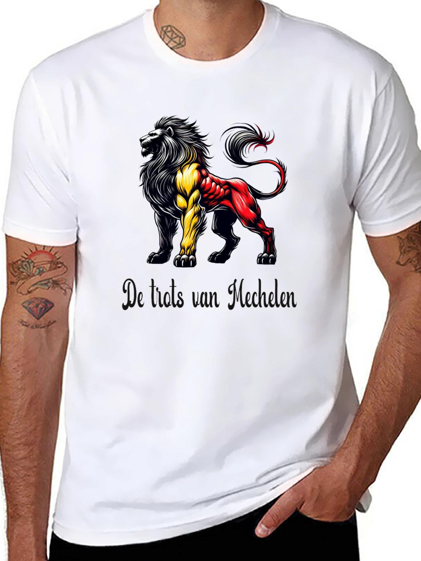 Belgian Lion T-Shirt - Black Crew Neck Tee