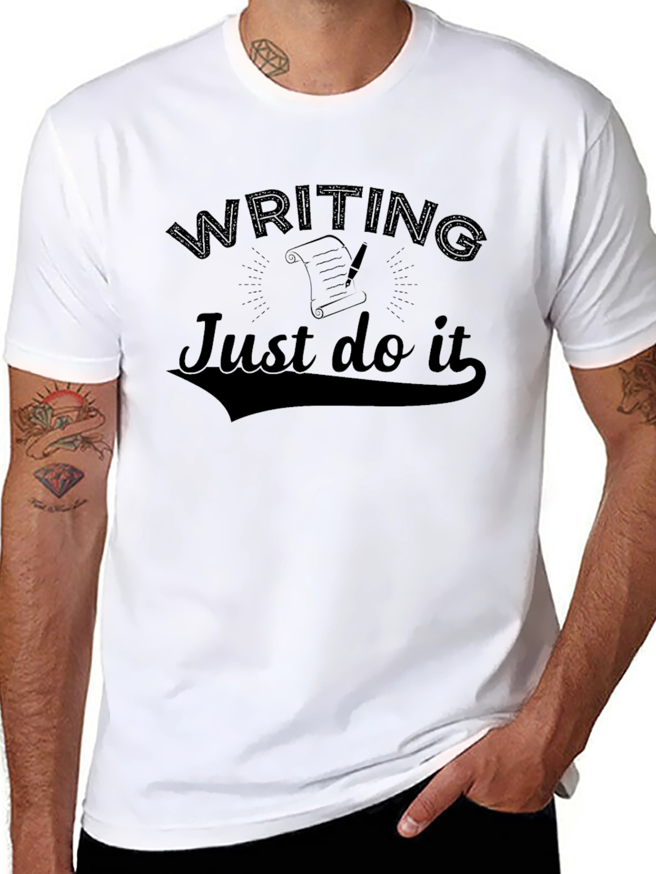 Writing Just Do It Black T-Shirt