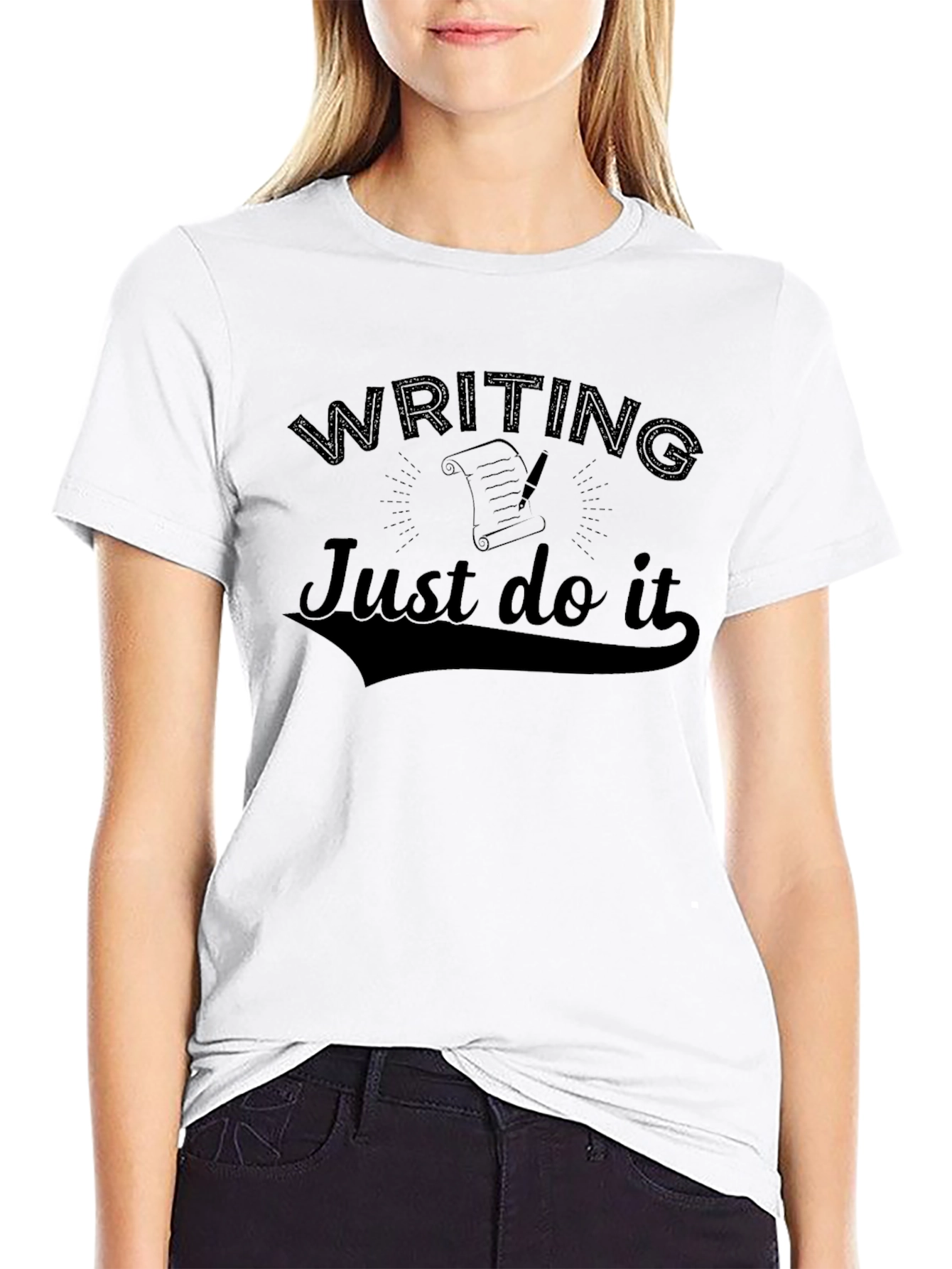 Writing Just Do It Black T-Shirt