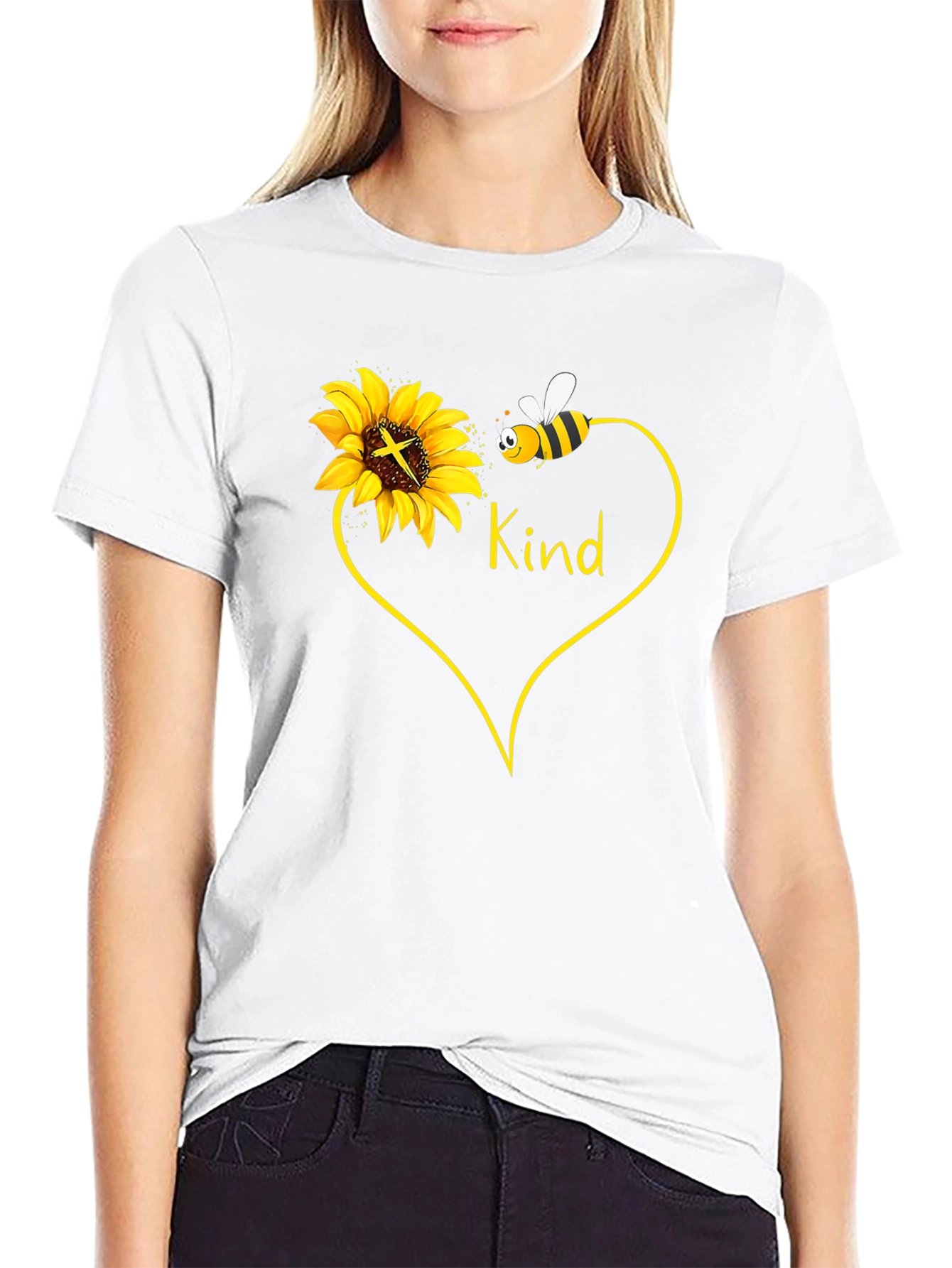 Kind Sunflower & Bee Graphic T-Shirt