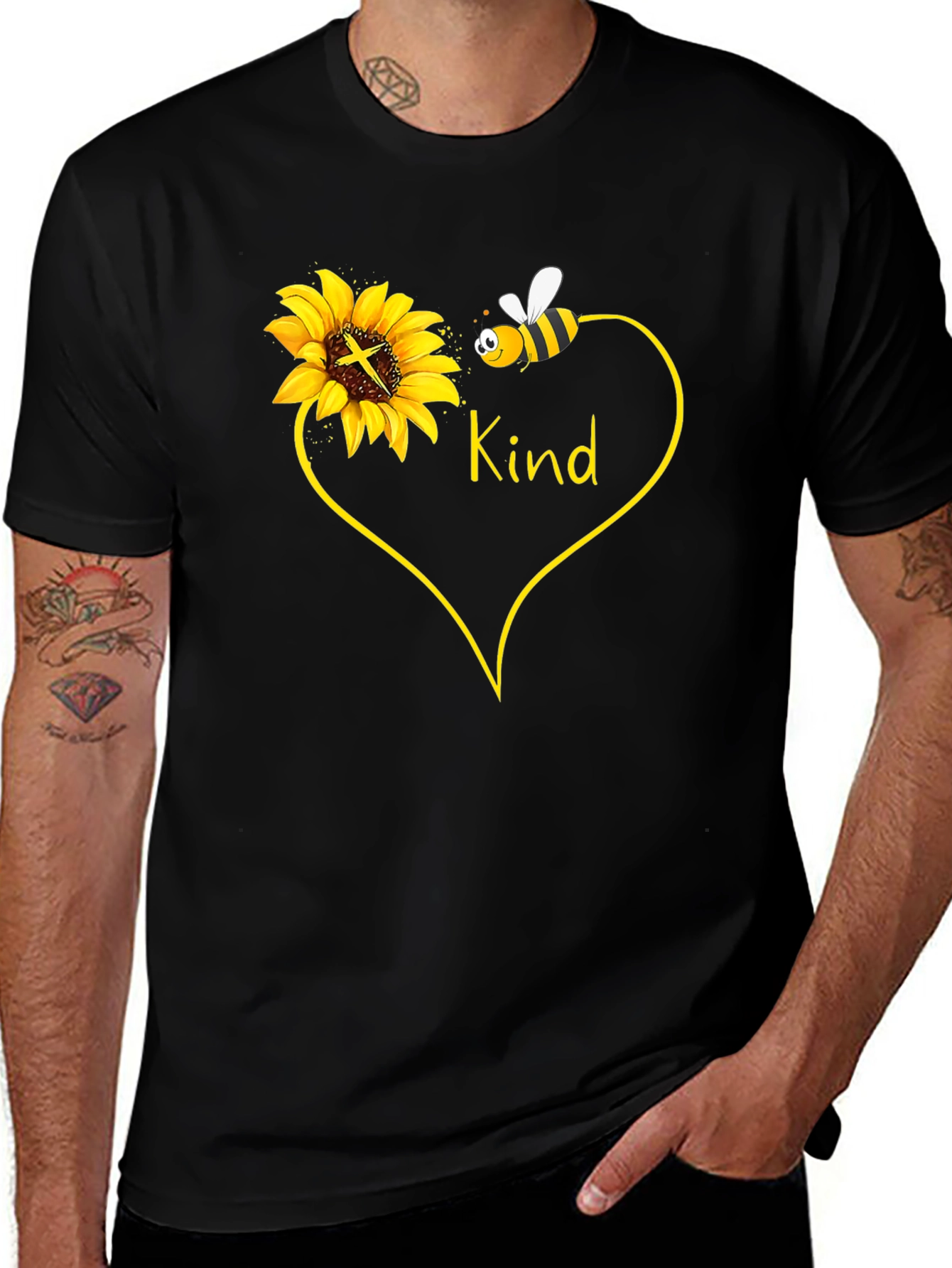 Kind Sunflower & Bee Graphic T-Shirt