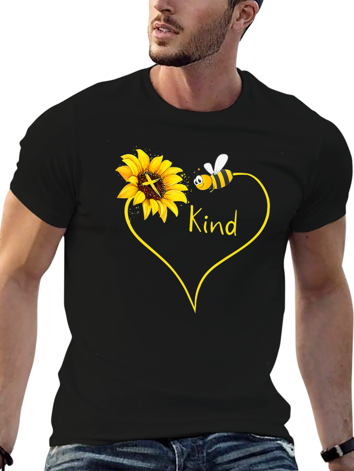 Kind Sunflower & Bee Graphic T-Shirt