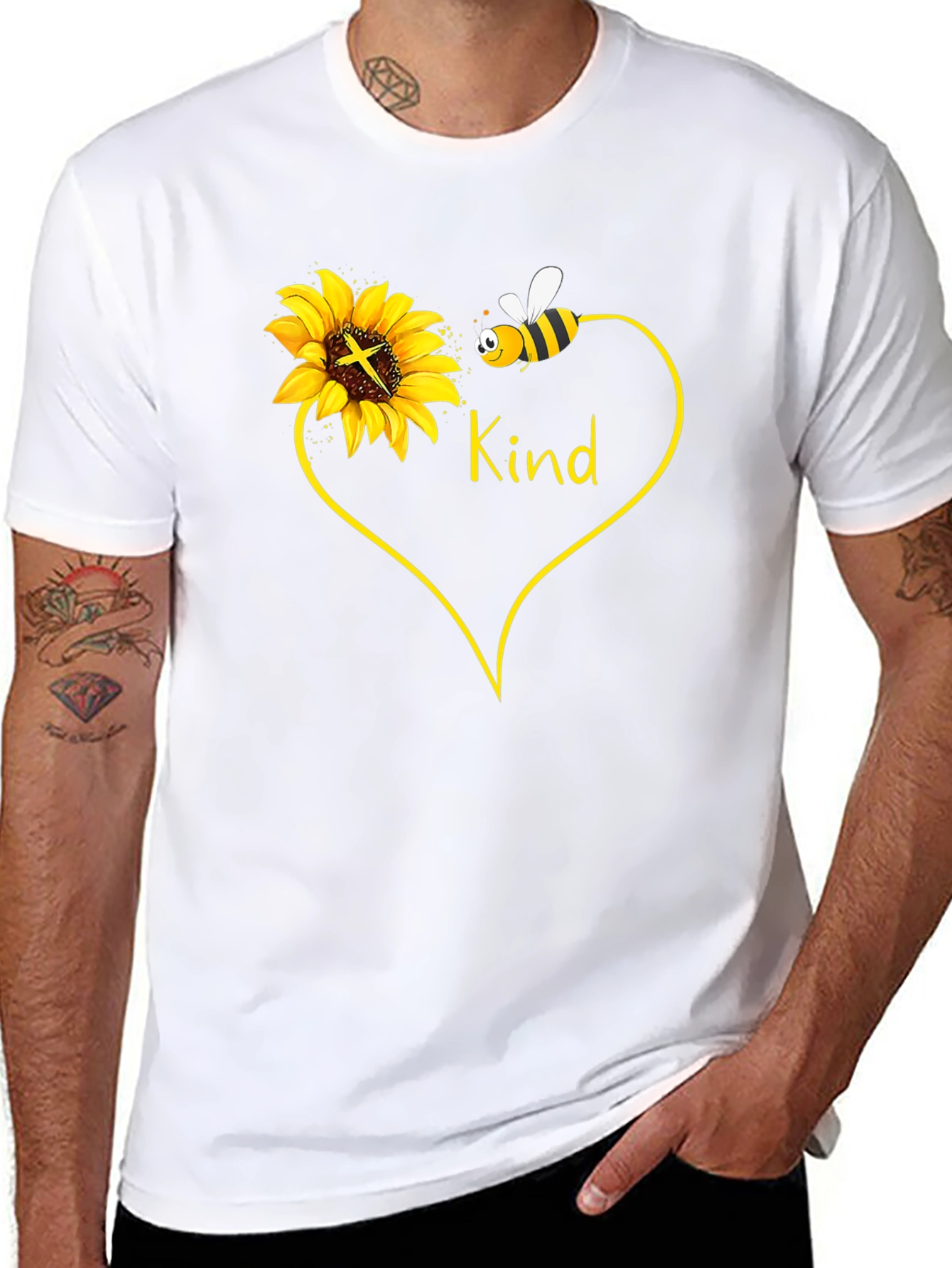 Kind Sunflower & Bee Graphic T-Shirt