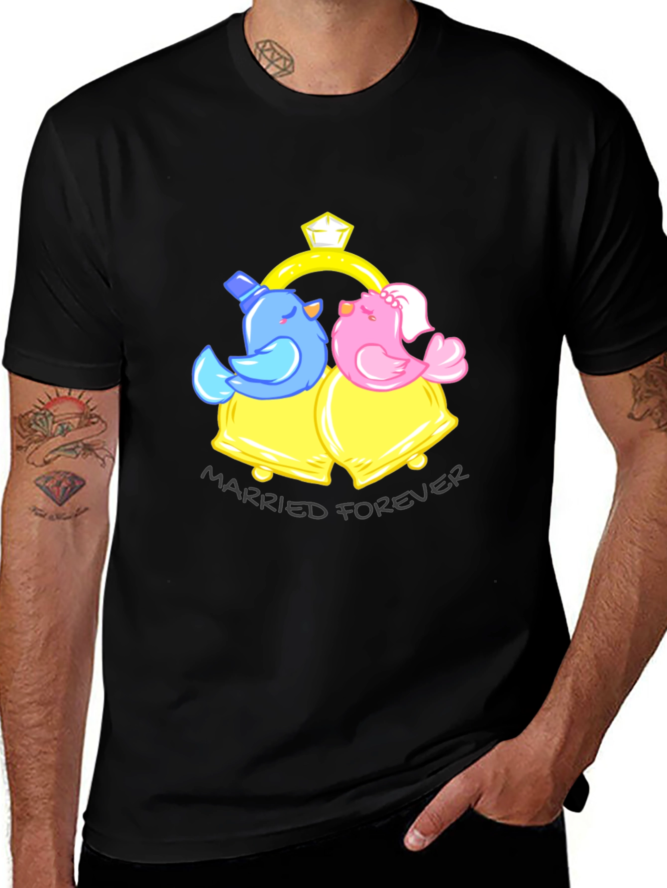 Married Forever T-Shirt - Birds & Bells