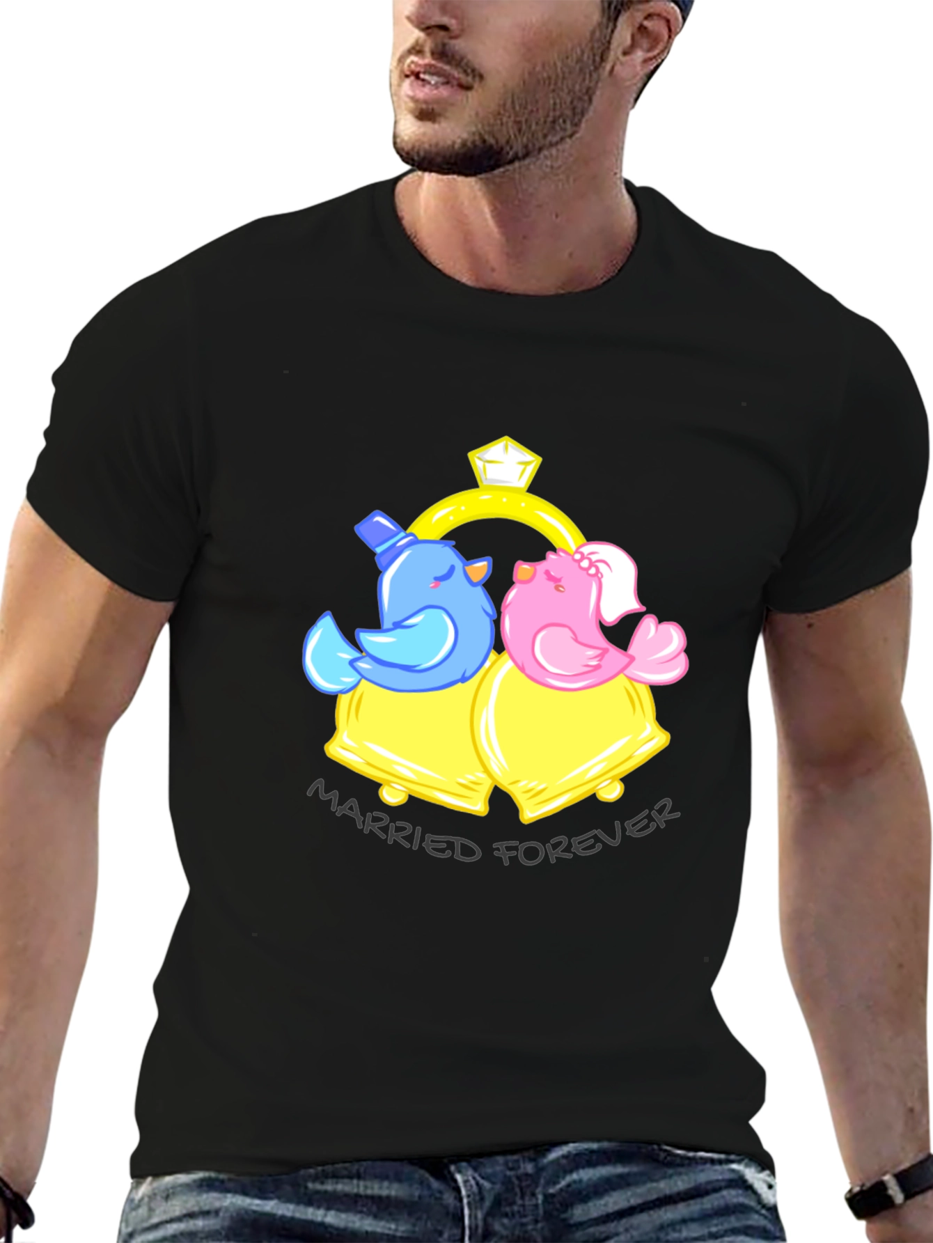 Married Forever T-Shirt - Birds & Bells