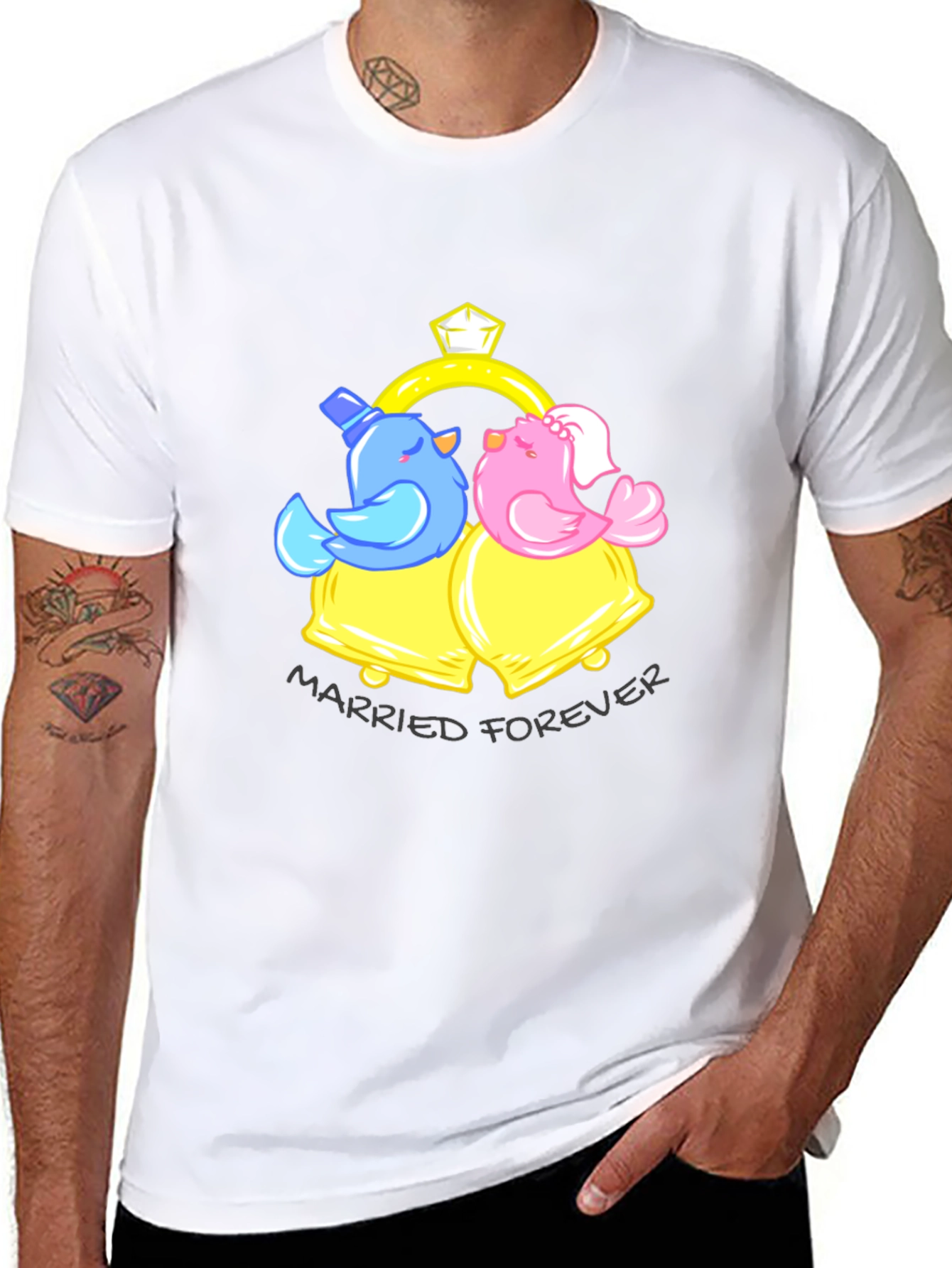 Married Forever T-Shirt - Birds & Bells