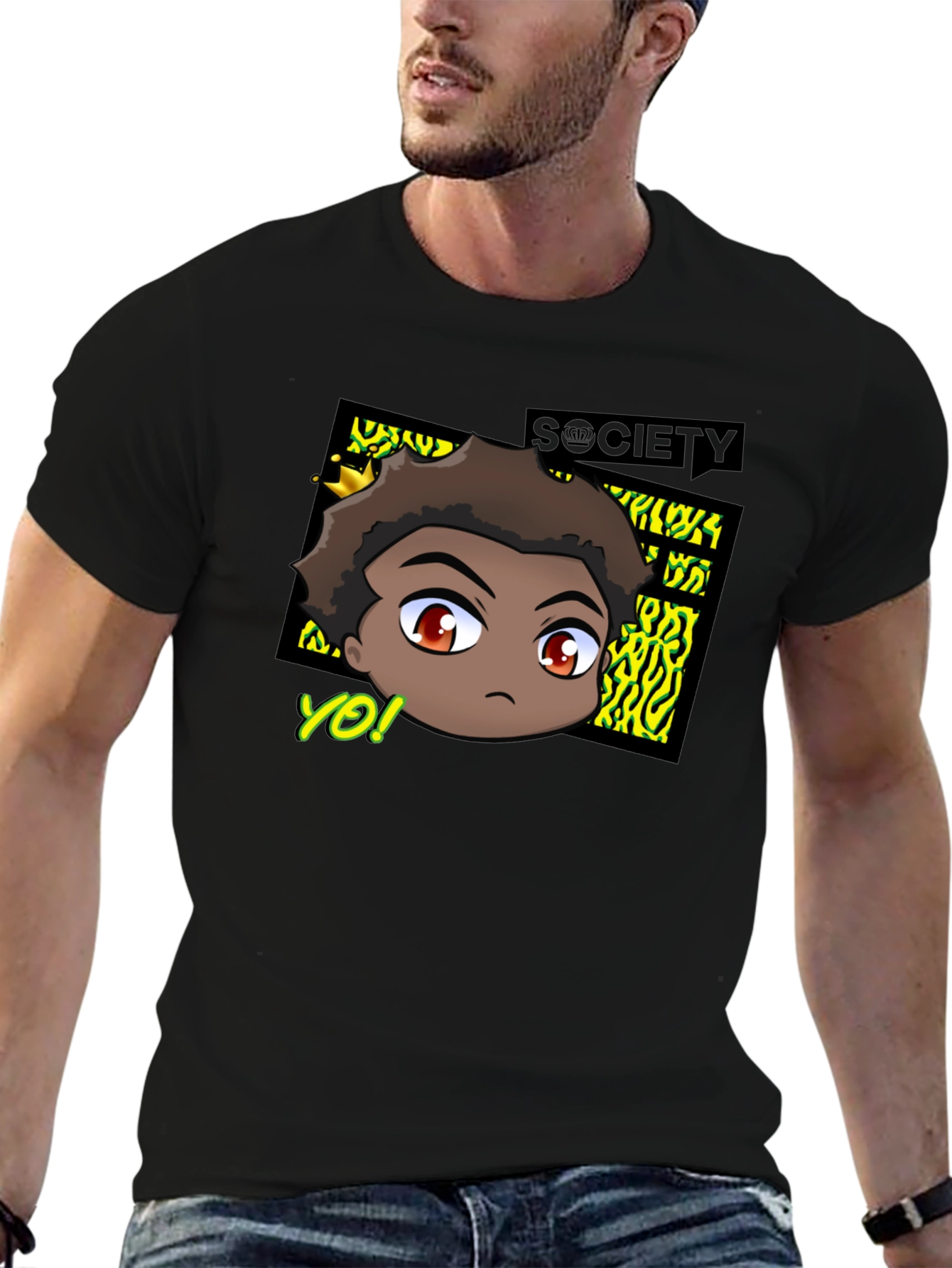 Trendy Anime Graphic Tee - Black