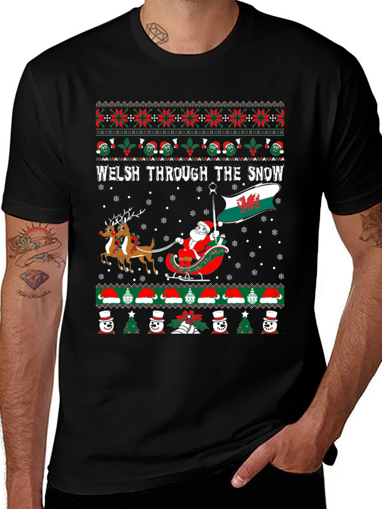 Welsh Through The Snow Ugly Christmas Sweater T-Shirt