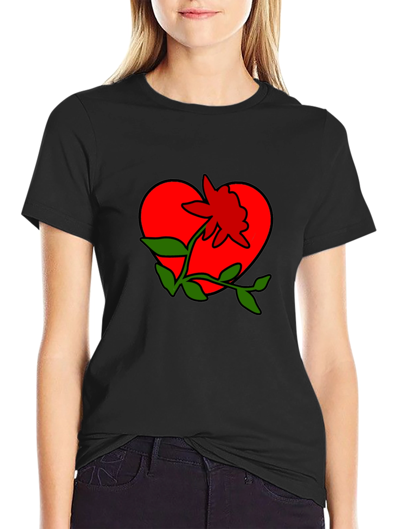 Heart & Flower Graphic Tee - Casual Style