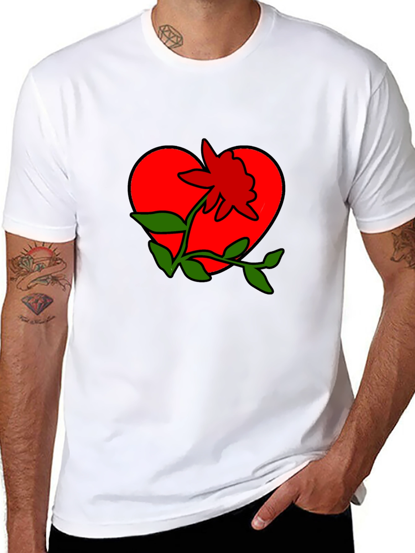 Heart & Flower Graphic Tee - Casual Style