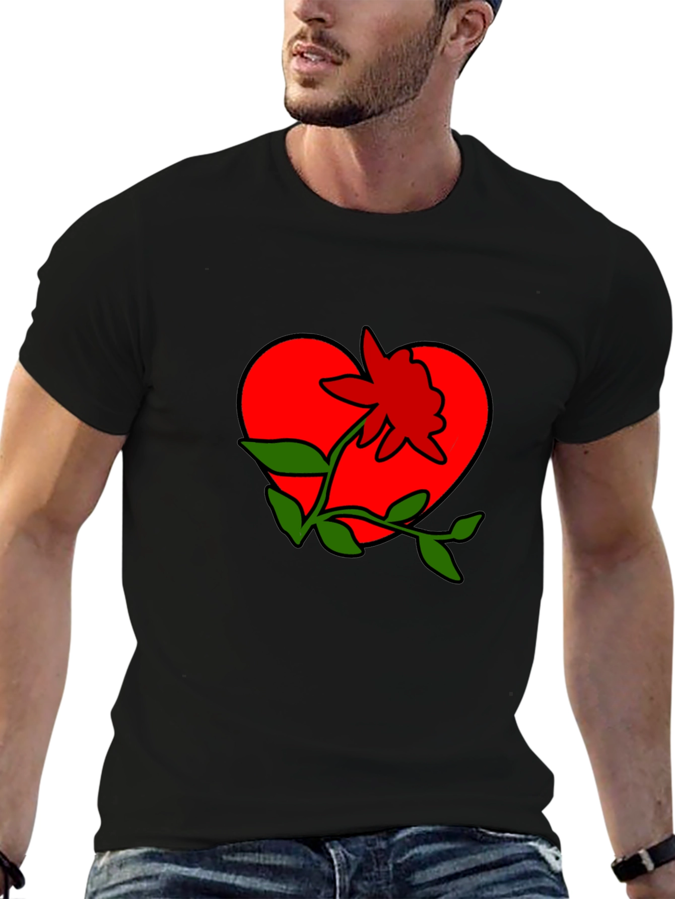 Heart & Flower Graphic Tee - Casual Style
