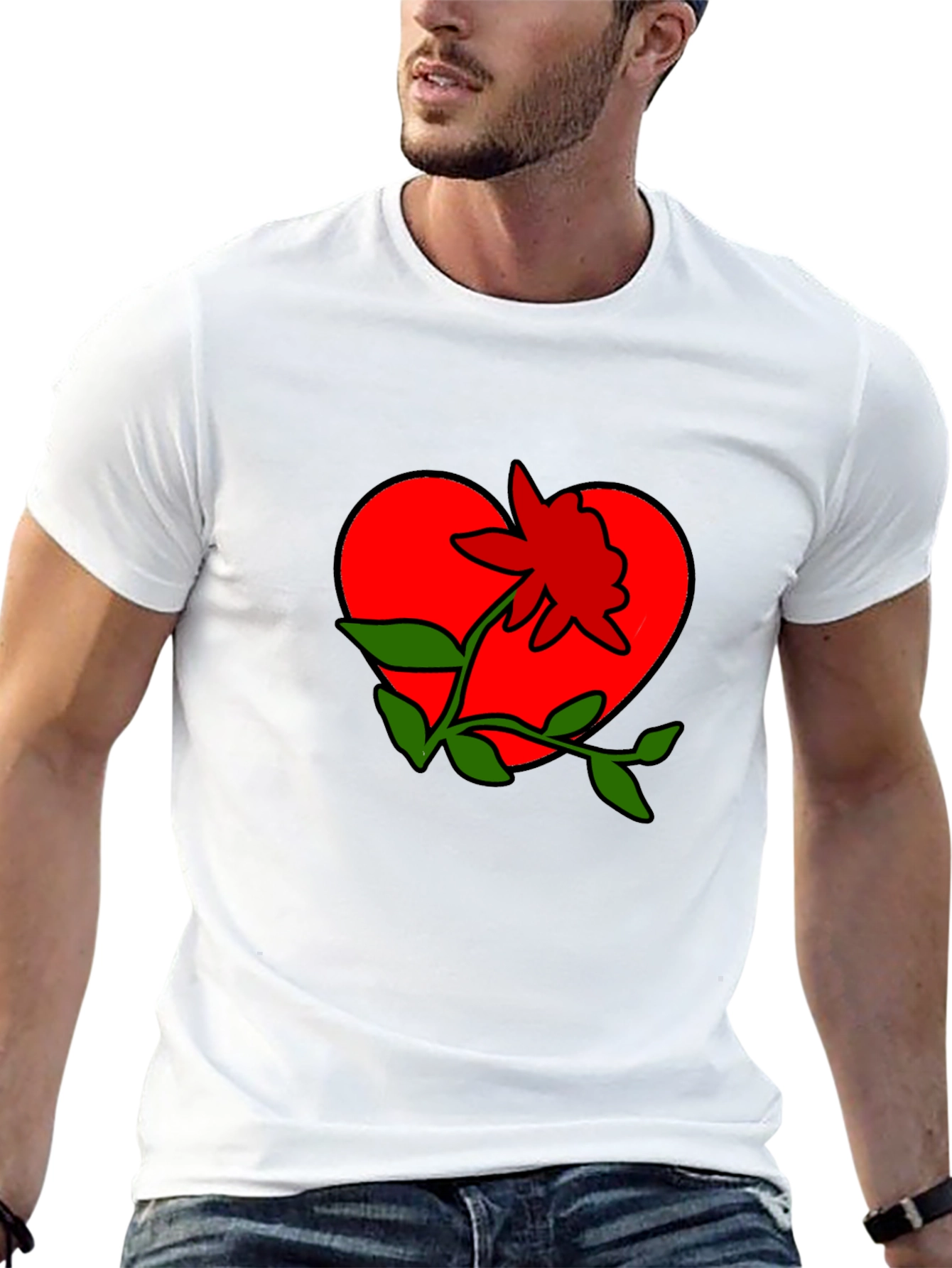 Heart & Flower Graphic Tee - Casual Style