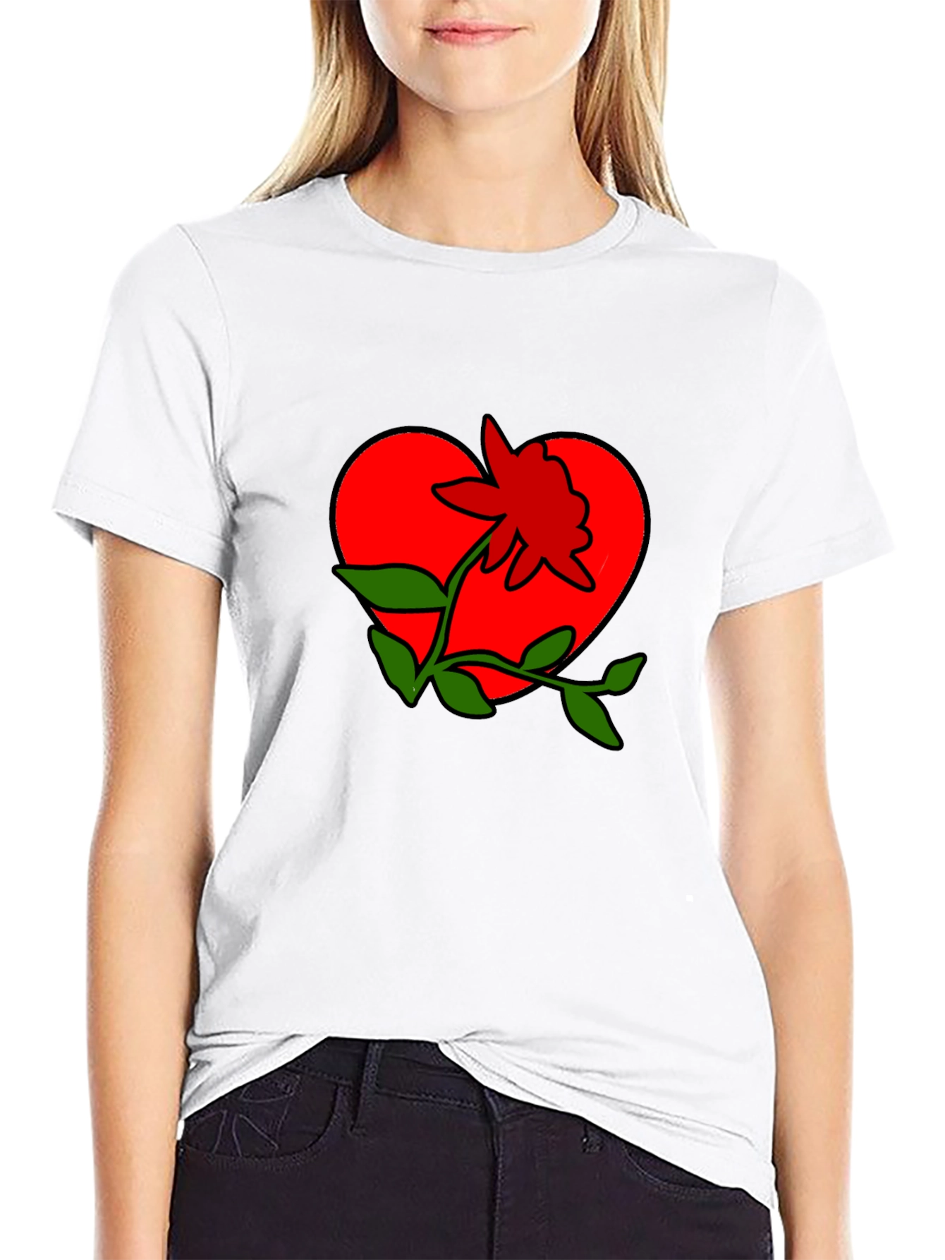 Heart & Flower Graphic Tee - Casual Style