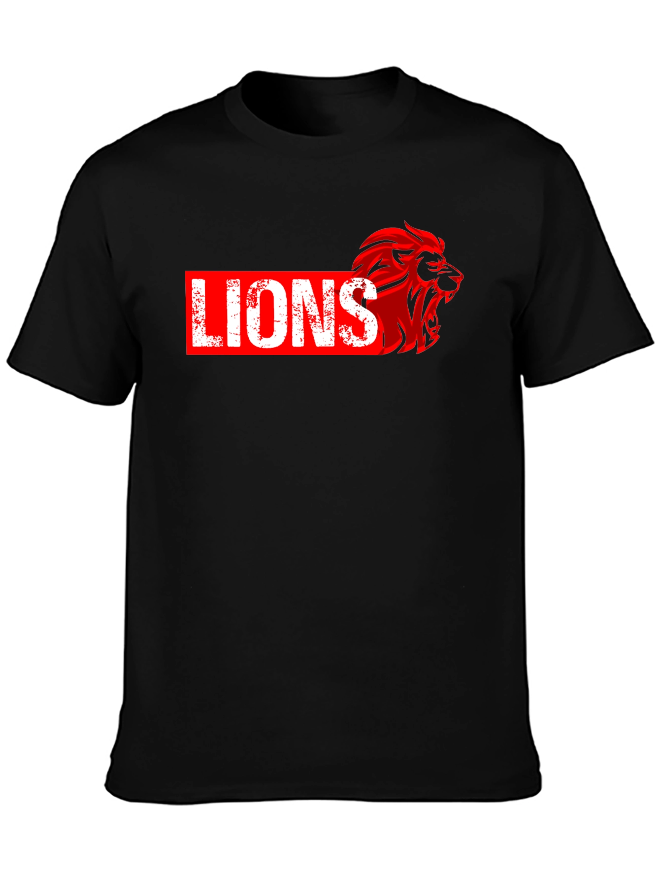 Lions Graphic Print Black T-Shirt