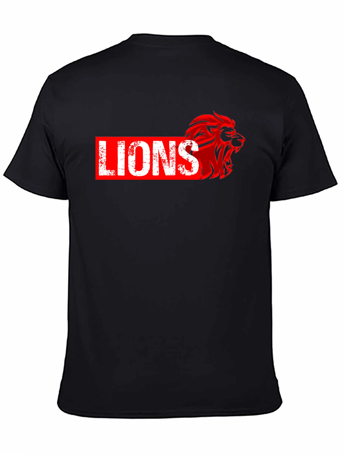 Lions Graphic Print Black T-Shirt