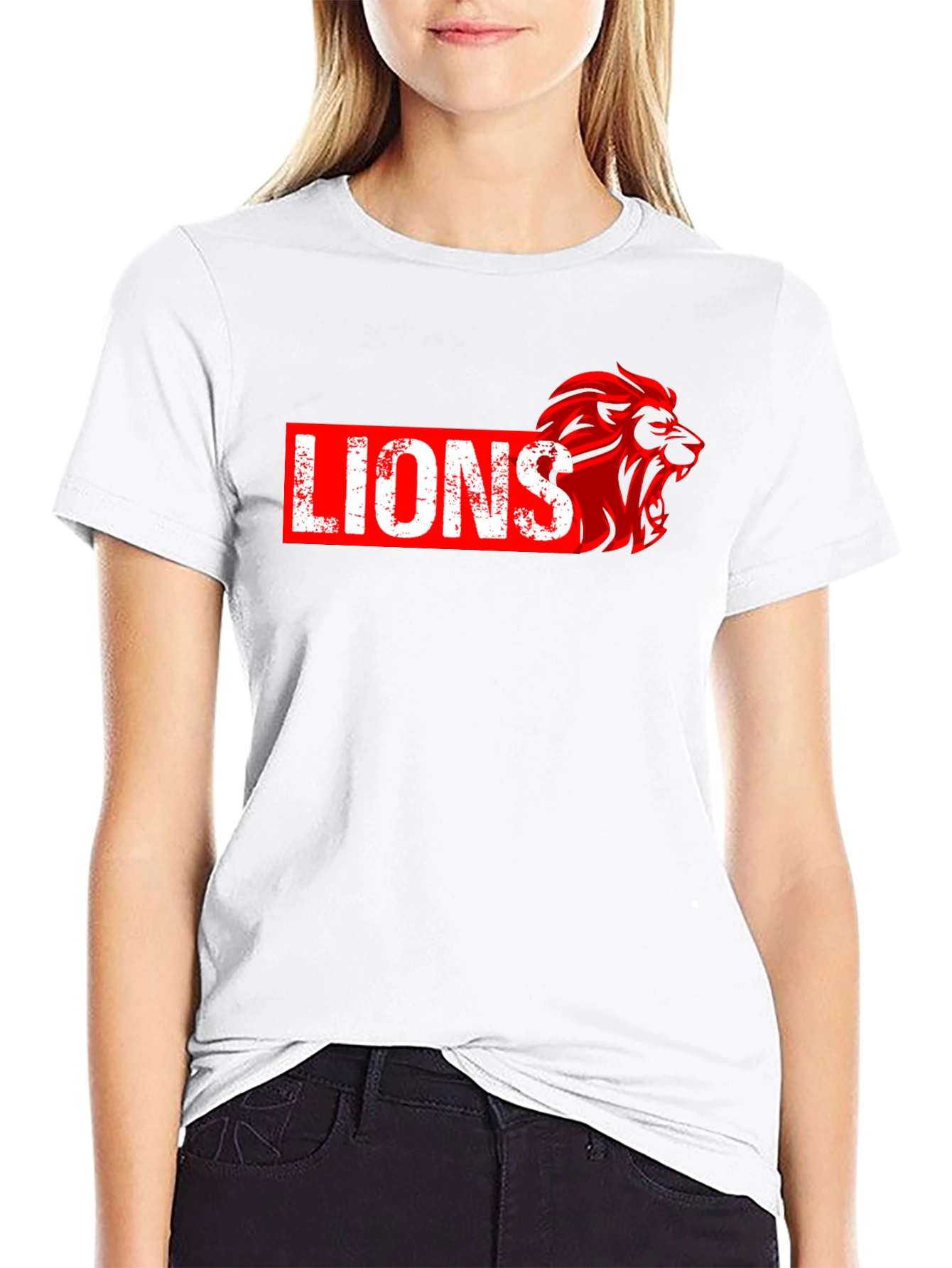 Lions Graphic Print Black T-Shirt