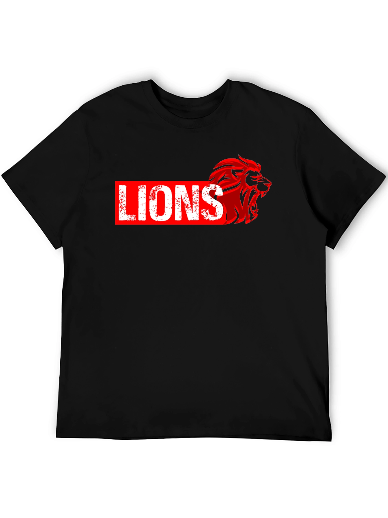 Lions Graphic Print Black T-Shirt