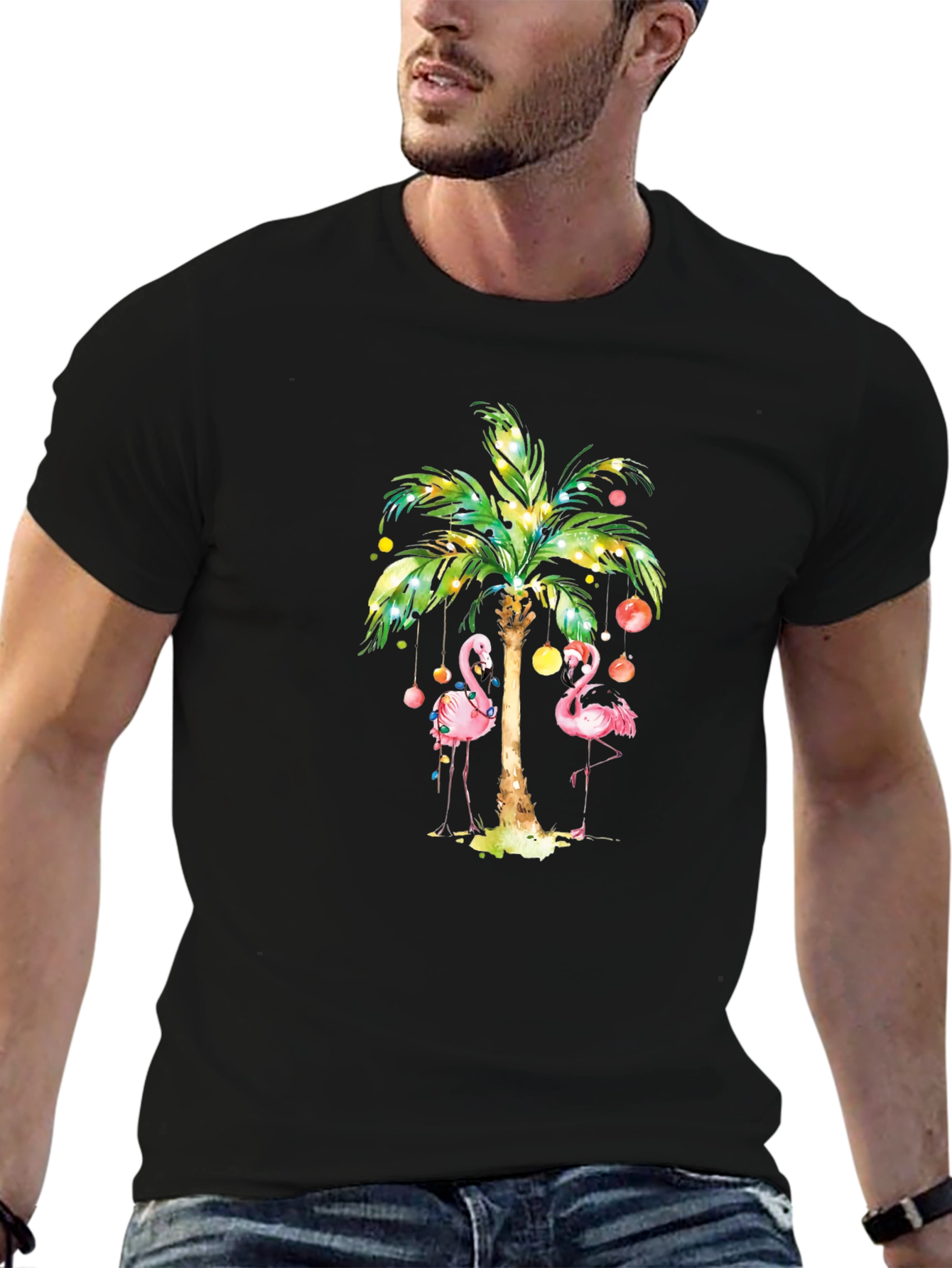 Flamingo Palm Tree Graphic Tee