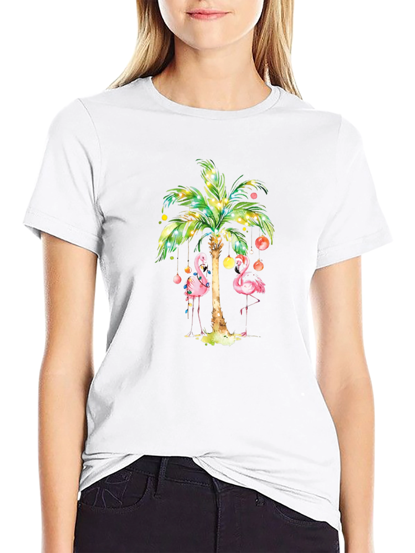 Flamingo Palm Tree Graphic Tee