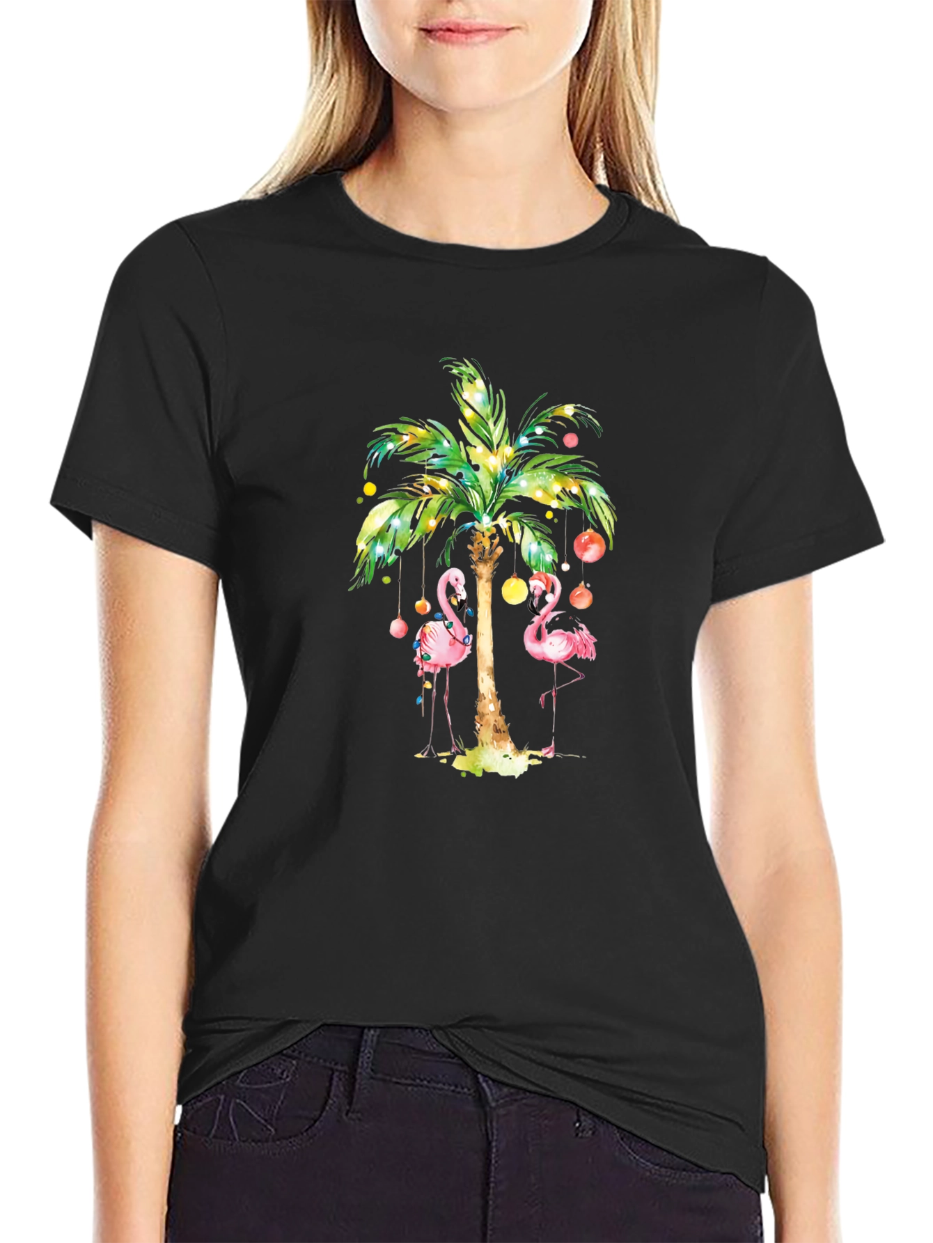 Flamingo Palm Tree Graphic Tee