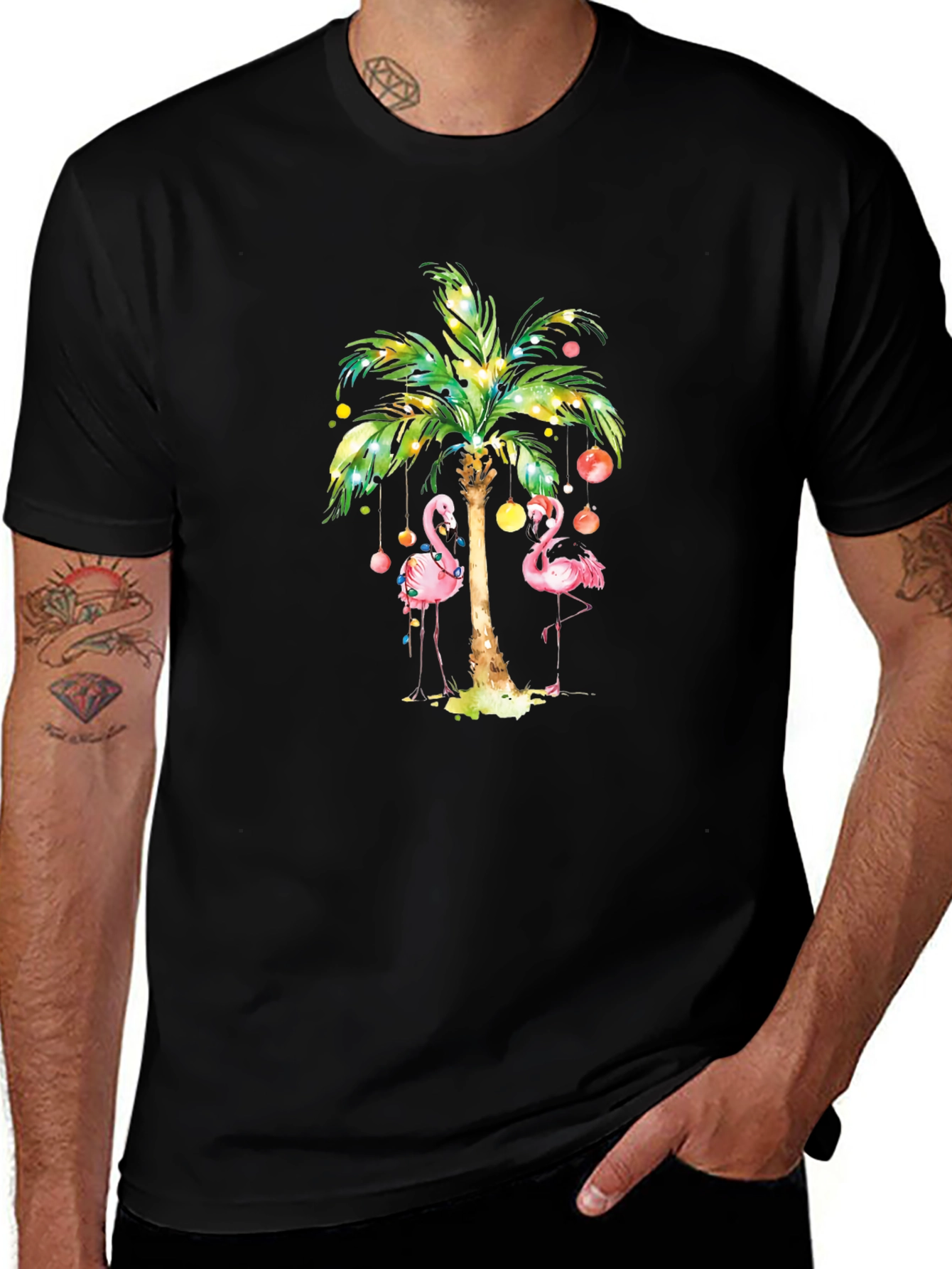 Flamingo Palm Tree Graphic Tee