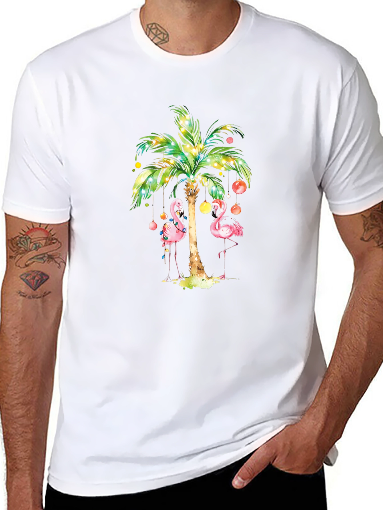 Flamingo Palm Tree Graphic Tee