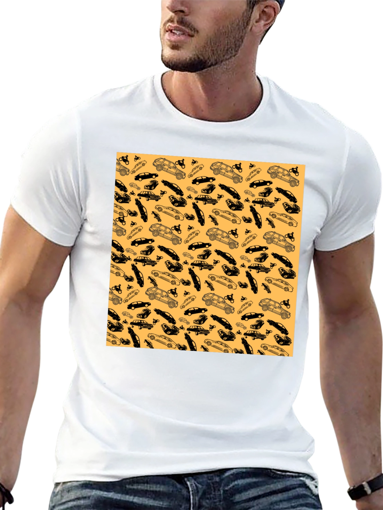 Car Pattern T-Shirt - Unique Auto Enthusiast Design