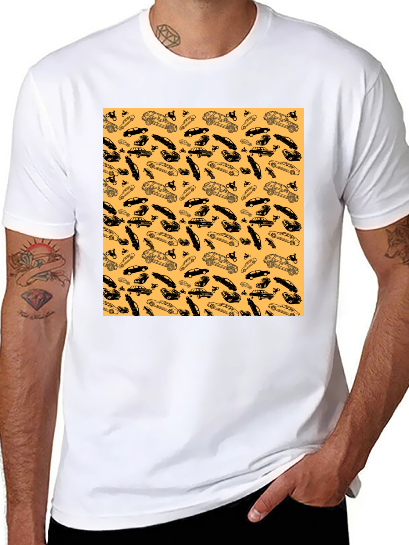 Car Pattern T-Shirt - Unique Auto Enthusiast Design
