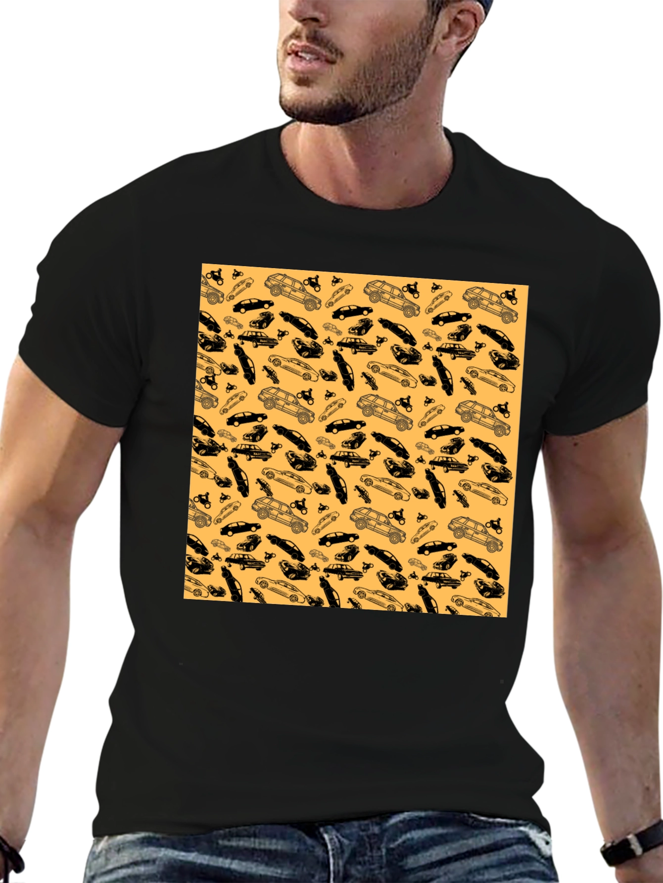 Car Pattern T-Shirt - Unique Auto Enthusiast Design