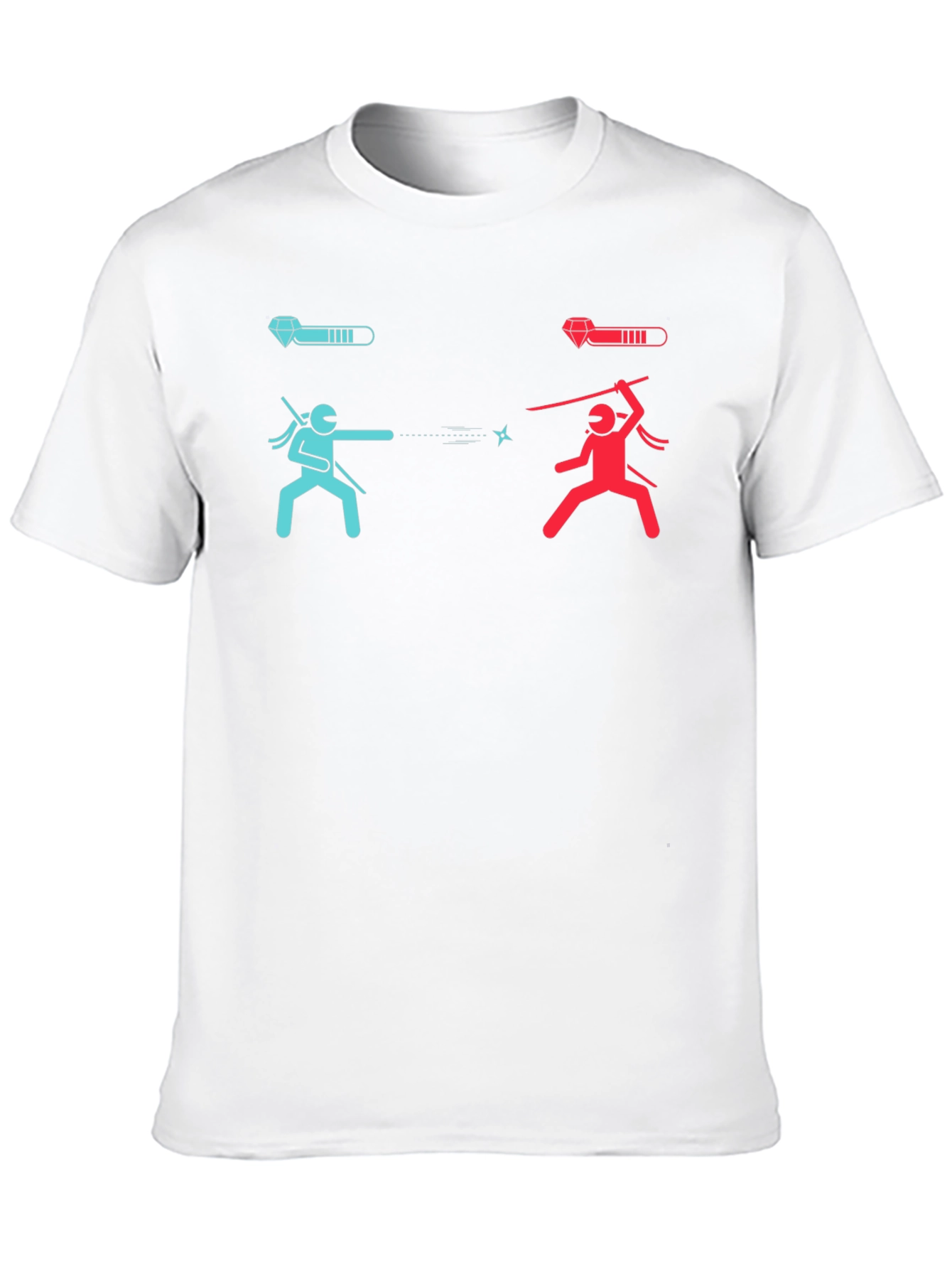 Ninja Fight Tee - Blue vs Red Gamer T-Shirt