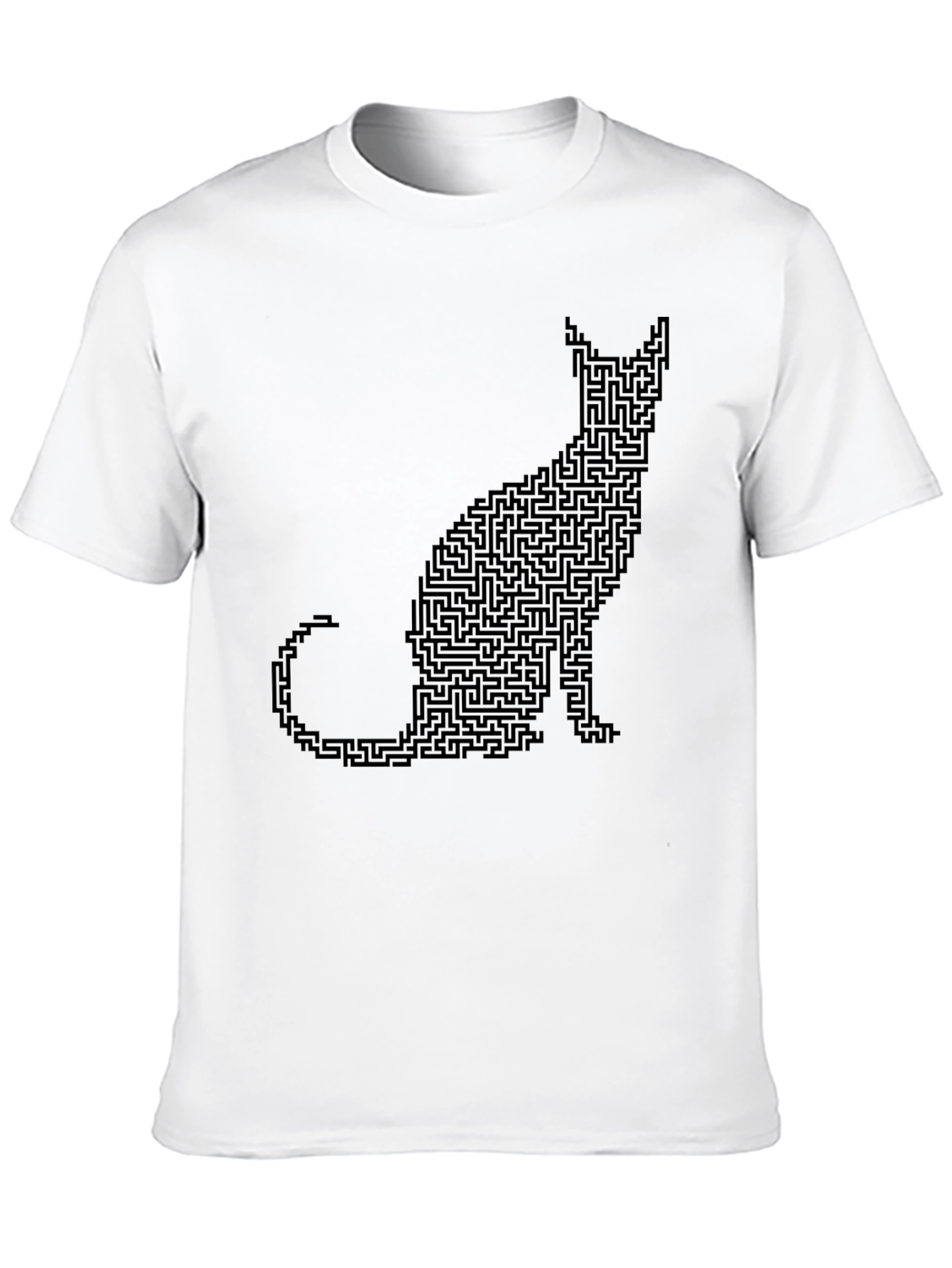 Cat Maze Graphic Tee - Black Cotton T-Shirt