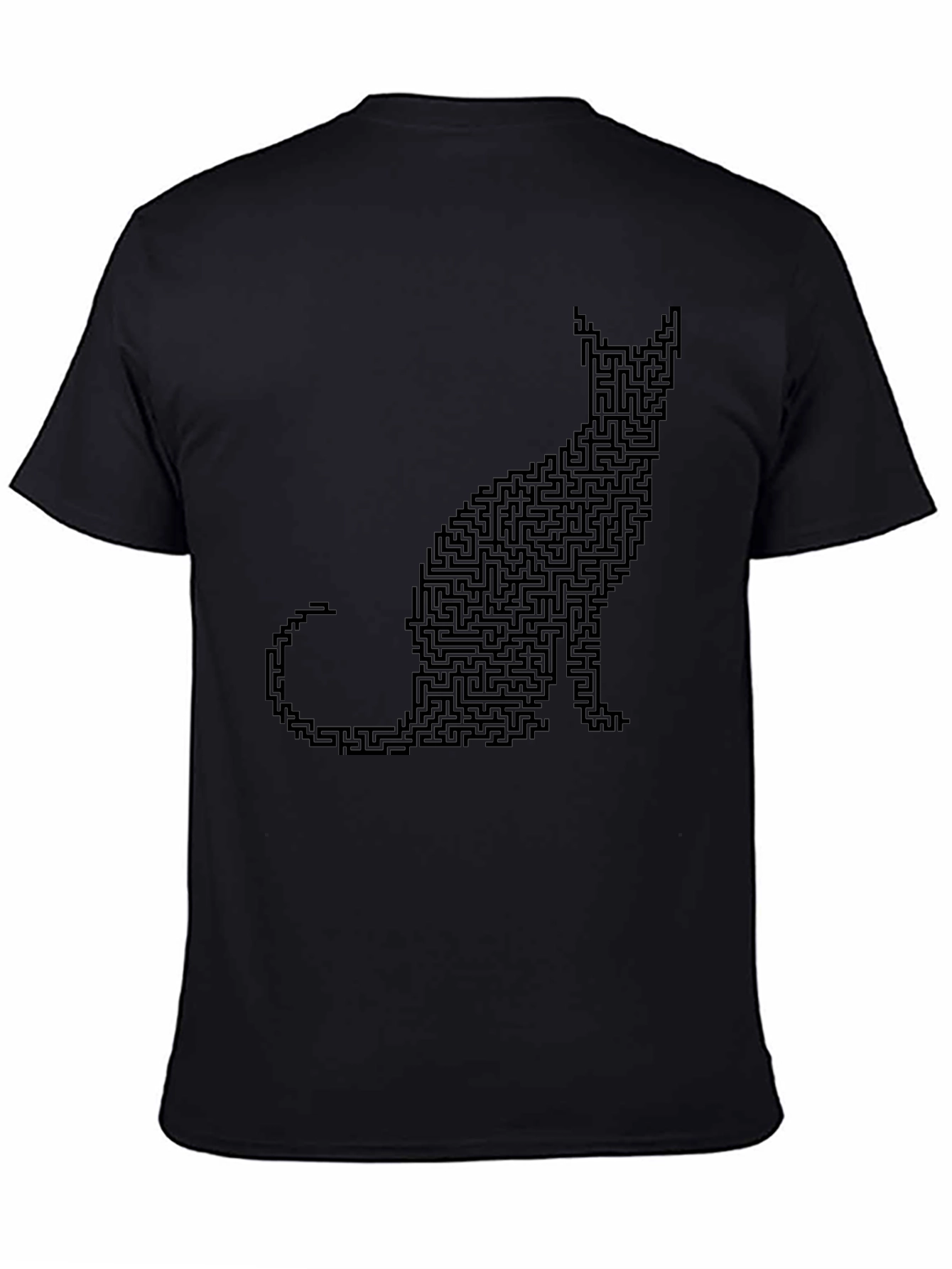 Cat Maze Graphic Tee - Black Cotton T-Shirt