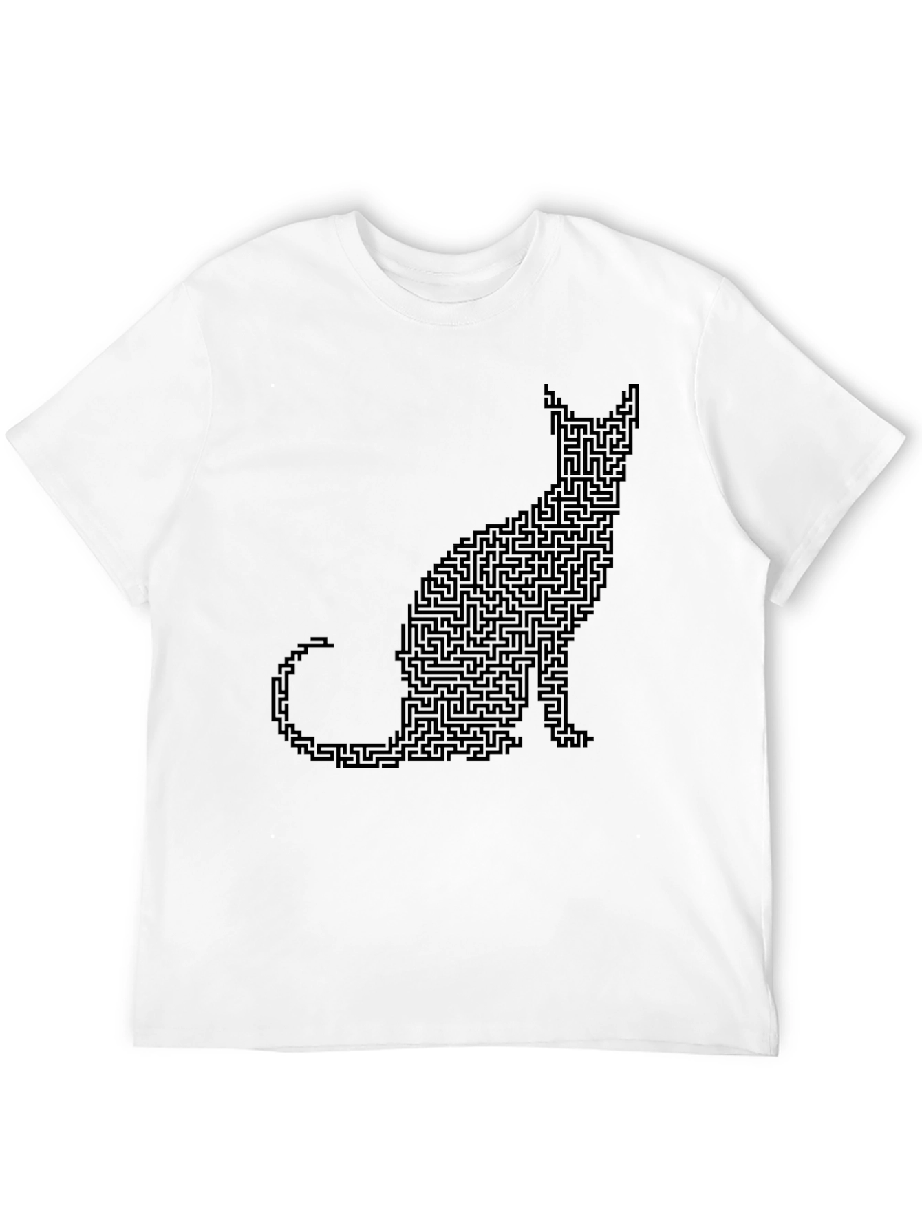 Cat Maze Graphic Tee - Black Cotton T-Shirt